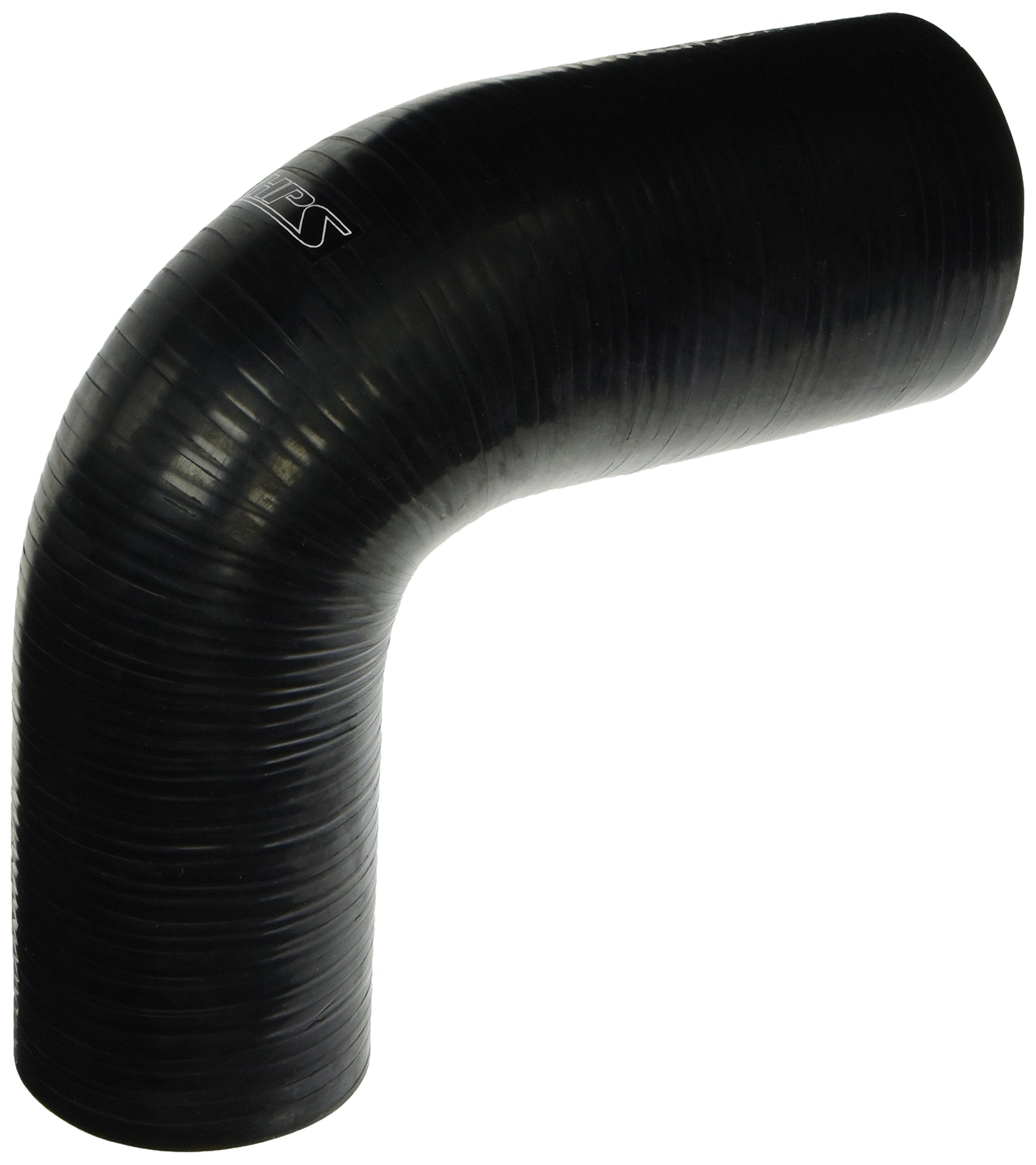 HPS Silicone High Temperature HTSER90-275-312-BLK 4-ply Reinforced 90 degree Elbow Reducer Coupler Hose, 30 PSI Maximum Pressure, 4" Leg Length on each side, 2-3/4" > 3-1/8" ID, Black