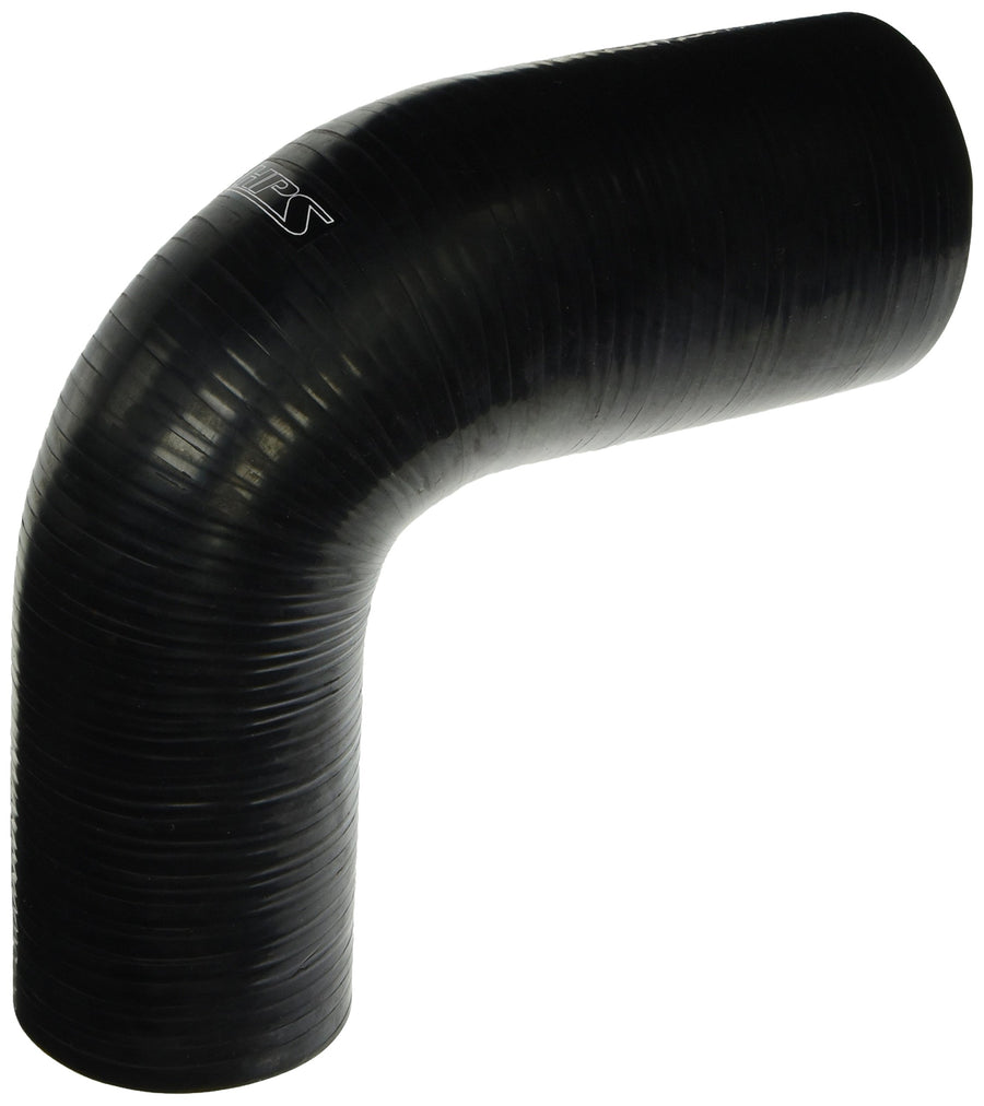 HPS Silicone High Temperature HTSER90-275-312-BLK 4-ply Reinforced 90 degree Elbow Reducer Coupler Hose, 30 PSI Maximum Pressure, 4" Leg Length on each side, 2-3/4" > 3-1/8" ID, Black