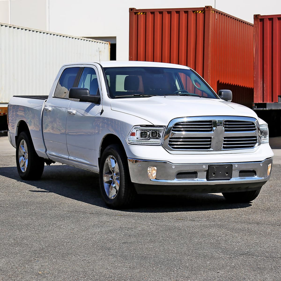 Chrome Projector Headlights SPEC-D TUNING w/Sequential Switchback LED Signal and Startup Animation Compatible with 2009-2018 Dodge Ram, 2019 Ram Classic, Left + Right Pair Headlamps Assembly