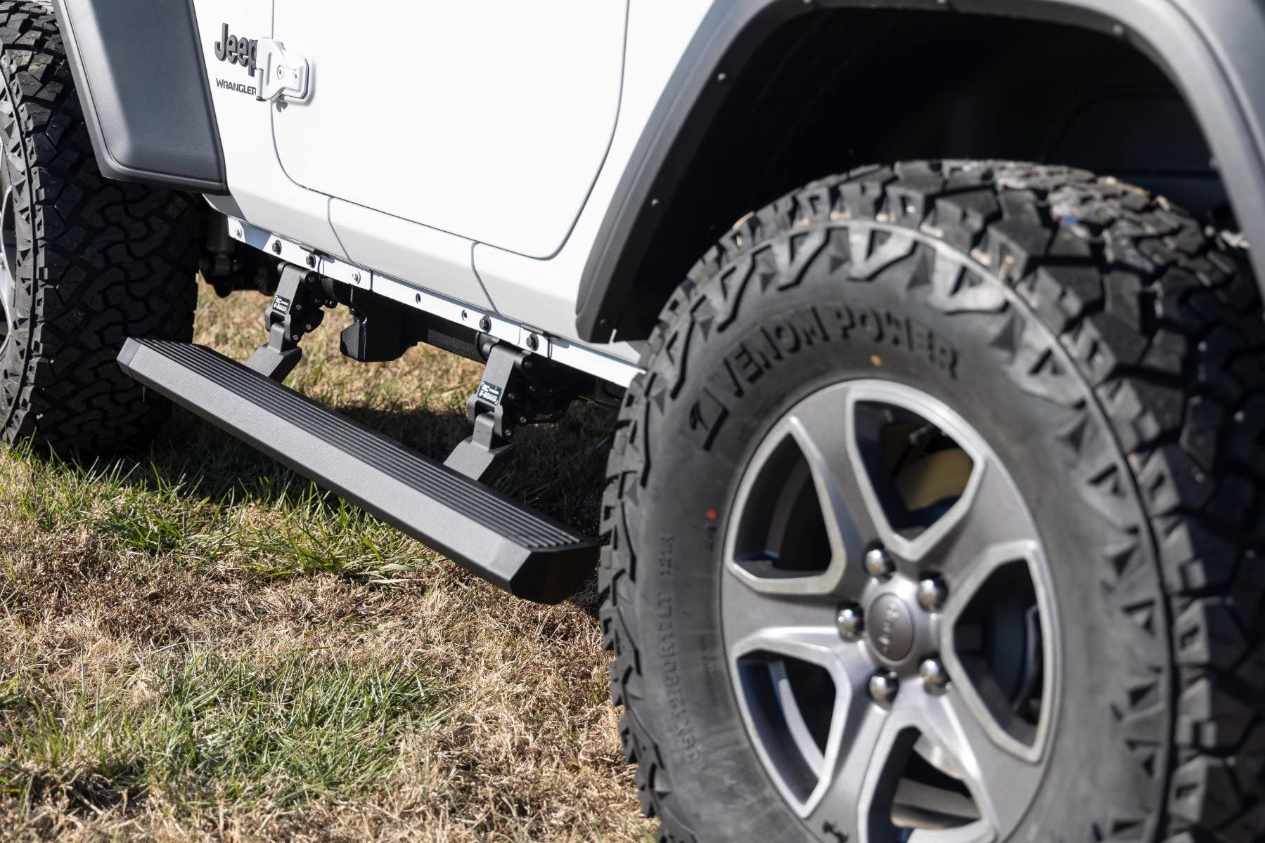 Rough Country Power Running Boards with LED Step Lights for Jeep Wrangler JL (2018-2025) 2-Door - Electric Dual Motor Powerstep Board & Retractable Truck Steps