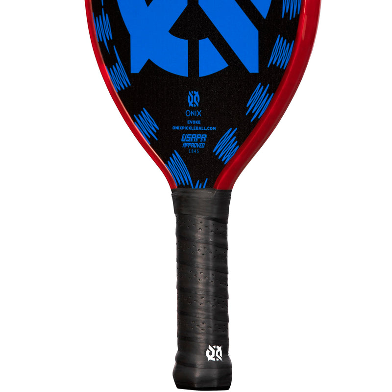 Graphite Onix Evoke Tear Drop Pickleball Paddle Features Tear Drop Shape, Polypropylene Core, and Graphite Face, Blue