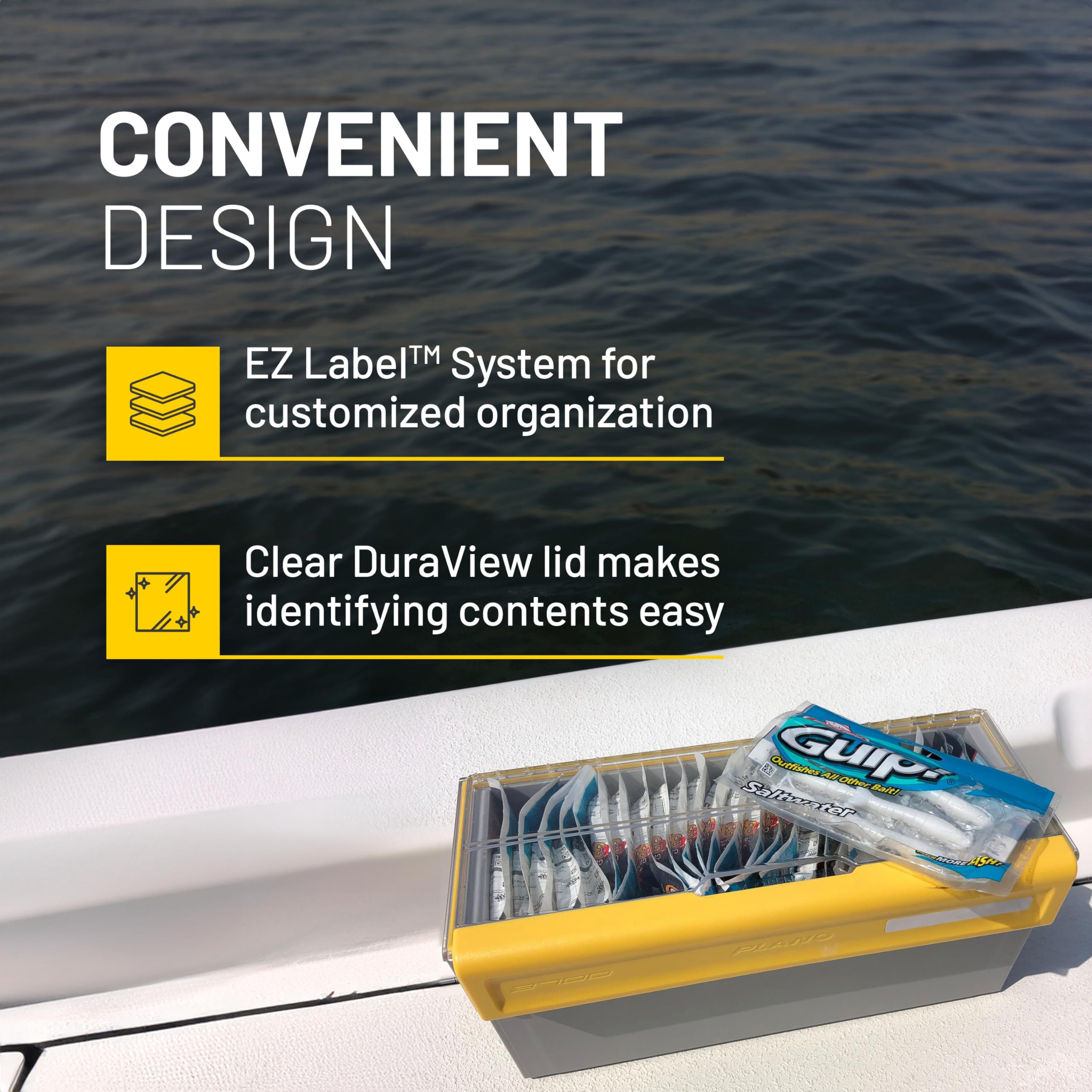 Plano EDGE Bulk Plastics and Tackle Premium Utility Box, Clear and Yellow, Rust-Resistant, Waterproof Bulk Premium Storage Organizer for Plastic Tackle
