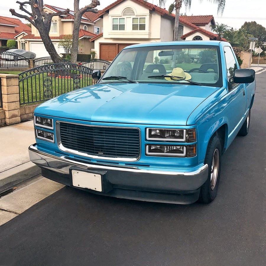 Black LED Bar Headlights + Bumper Lamps + Corner Lights SPEC-D TUNING Compatible with 1994-1998 GMC C10 C/K 1500 Suburban Yukon, Left + Right Pair Headlamps Assembly