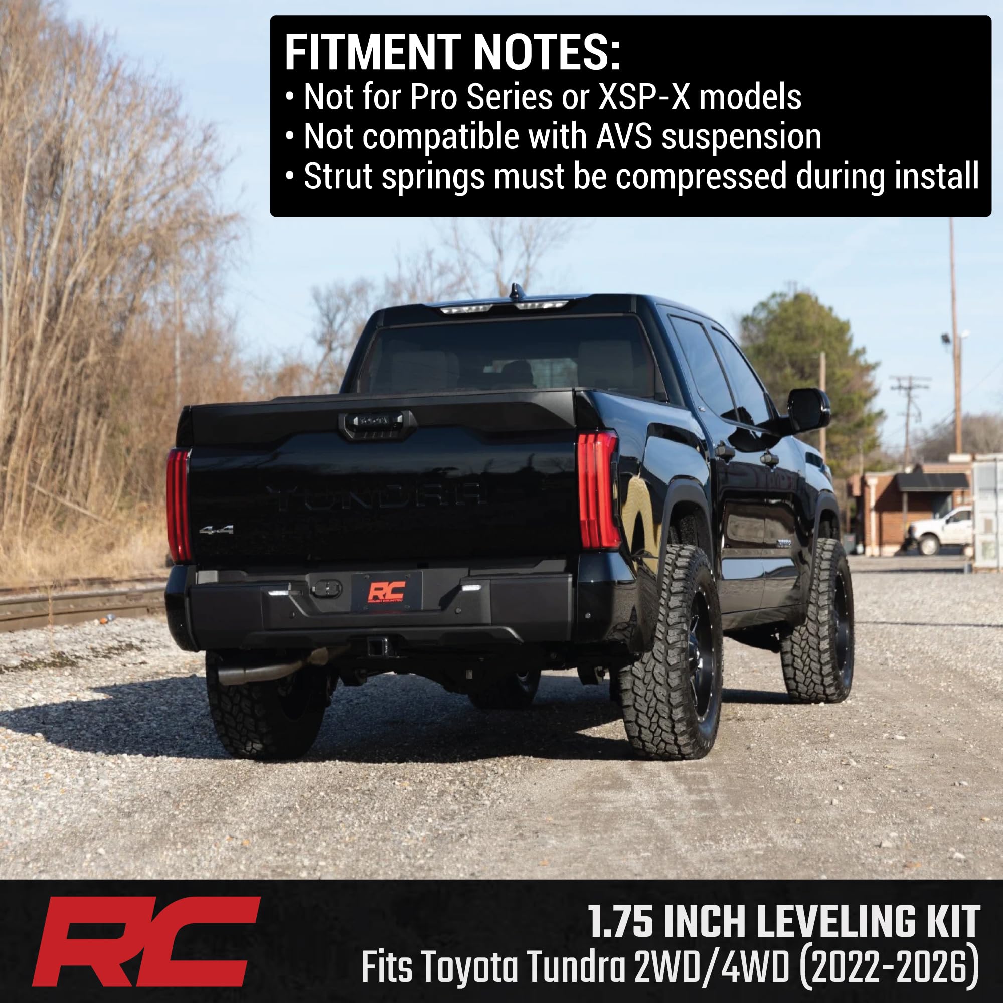 1.75" Rough Country Front Leveling Kit for Toyota Tundra (2022–2026) - Custom Composite Upper Strut Spacers, Bolt-On Suspension Lift