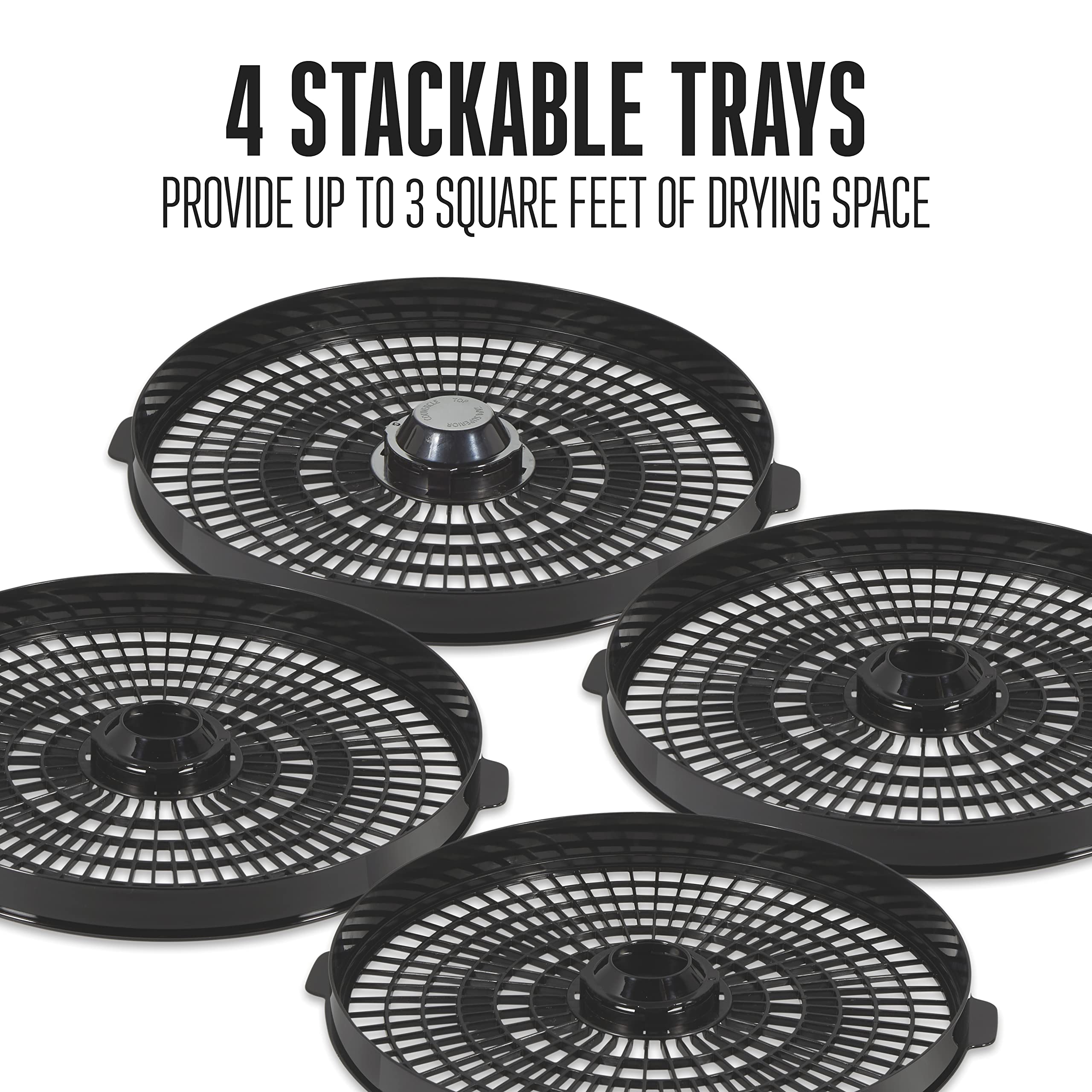 Weston Dehydrator Food Machine for Jerky, Fruit, Meat, Herbs, Vegetables, with Temperature Control (100-160F), 4 Stackable Trays (3 Sq. Ft.), Black & Stainless Steel Accents (75-0640-W)