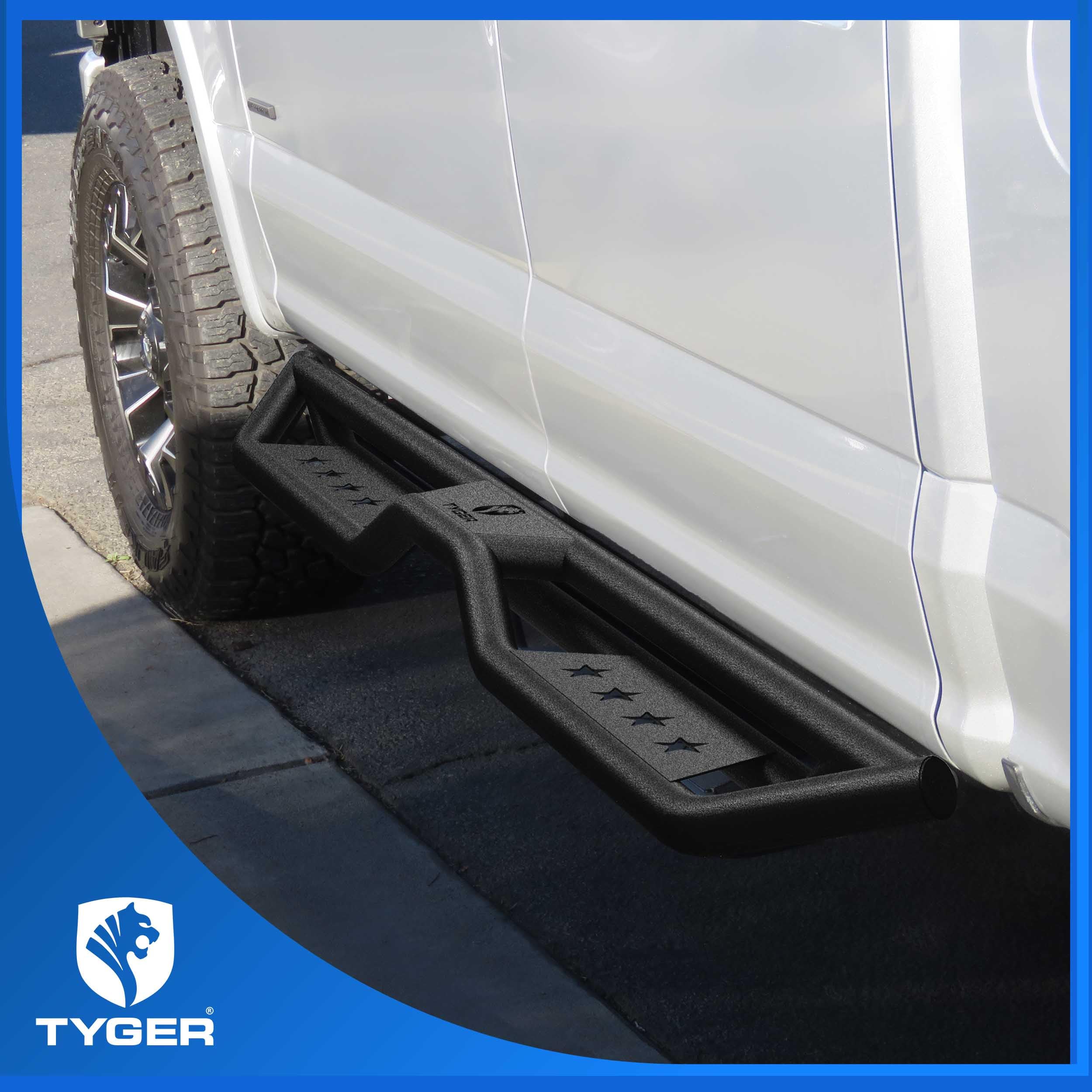 Tyger Auto Running Boards Star Strider Compatible with 2015-2026 Ford F-150; 2022-2026 F-150 Lightning; 2017-2026 F-250 F-350 SD | Supercrew Cab | TG-SR2F74998 | Side Step Rails Nerf Bars