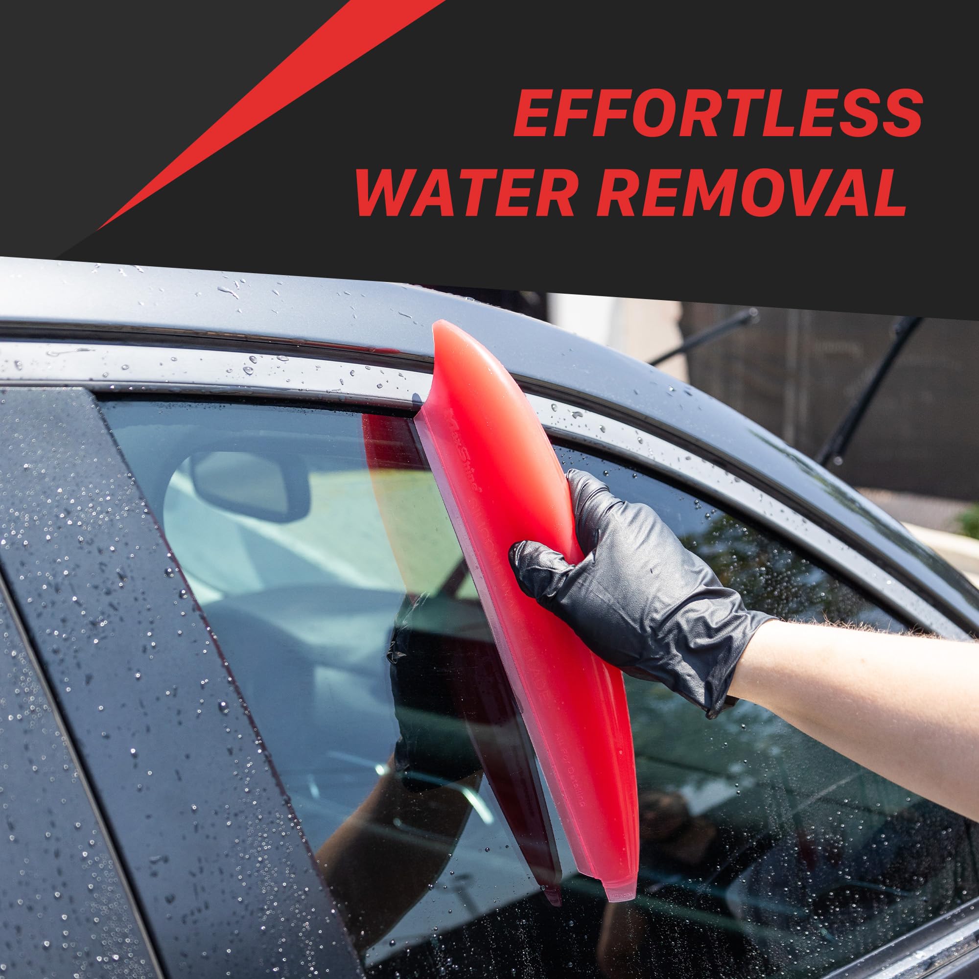 Maxshine Silicone Universal Water Blade for Car Drying – Red – Soft Flexible Squeegee for Quick Water Removal – Safe for Paint, Glass & Windows – Auto Detailing Tool - Red