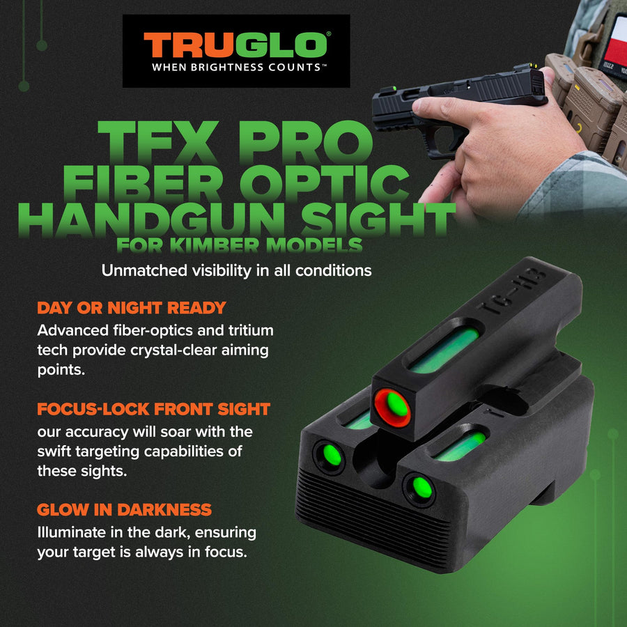 TruGlo TFK Pro Handgun Sight Accessories Set with Fortress Finish Protection and Angled Rear Sight for Kimber Model Guns