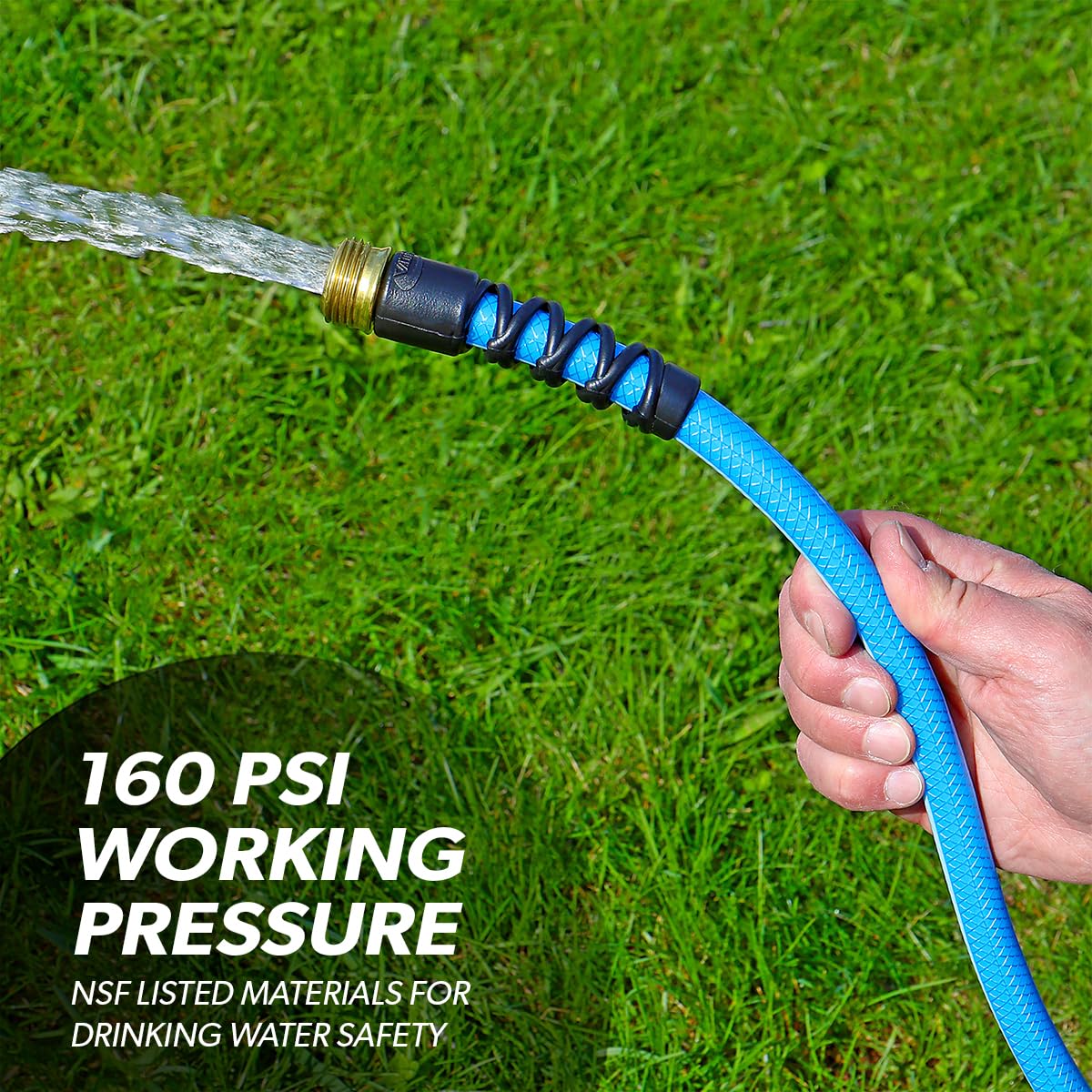 Valterra W01-8120 High Pressure AquaFresh Drinking Water Hose with Hose Savers - 1/2" x 10', Blue