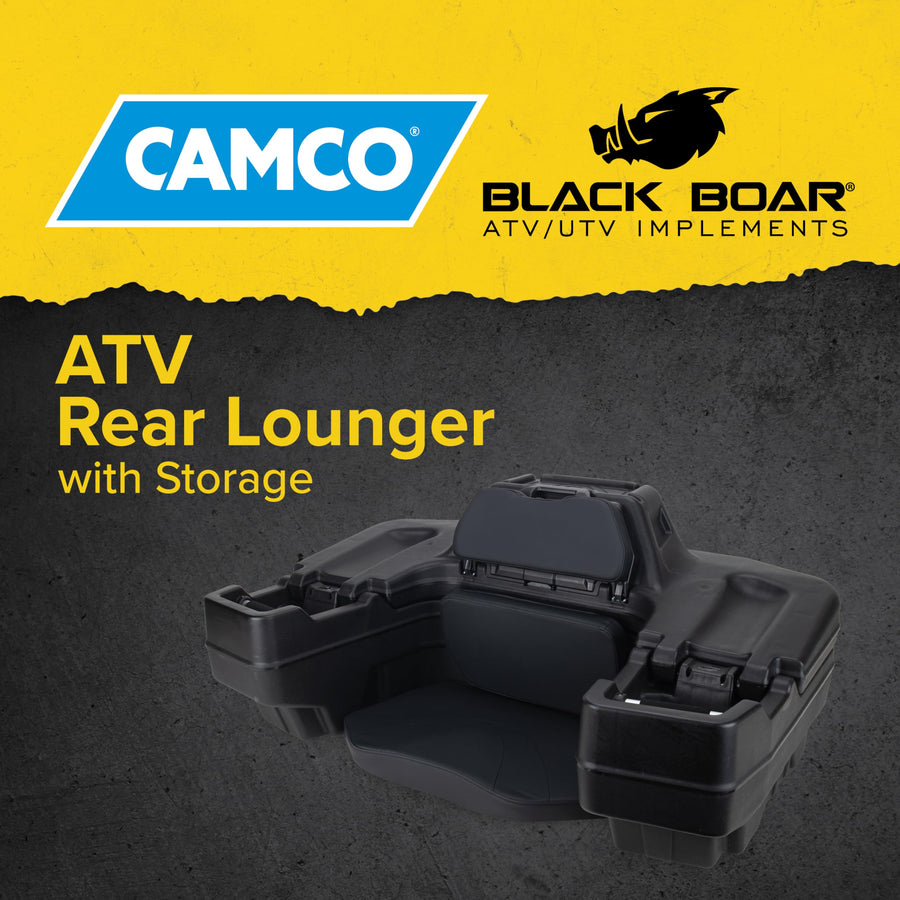 ATV Rear Storage Box & Lounger Black Boar - Rear Seat with Increased Durability - Features Storage with Front Access & Flat Working Surface - ATV Accessories - Fits Most Tubular Racks (66014)