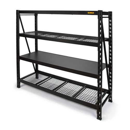 6-Foot Tall DEWALT, 4 Shelf Steel Wire Deck Industrial Storage Rack, Adjustable for Custom Workshop/Garage Storage Solutions, Total Capacity: 10,000 lbs. (DXST10000BLK)