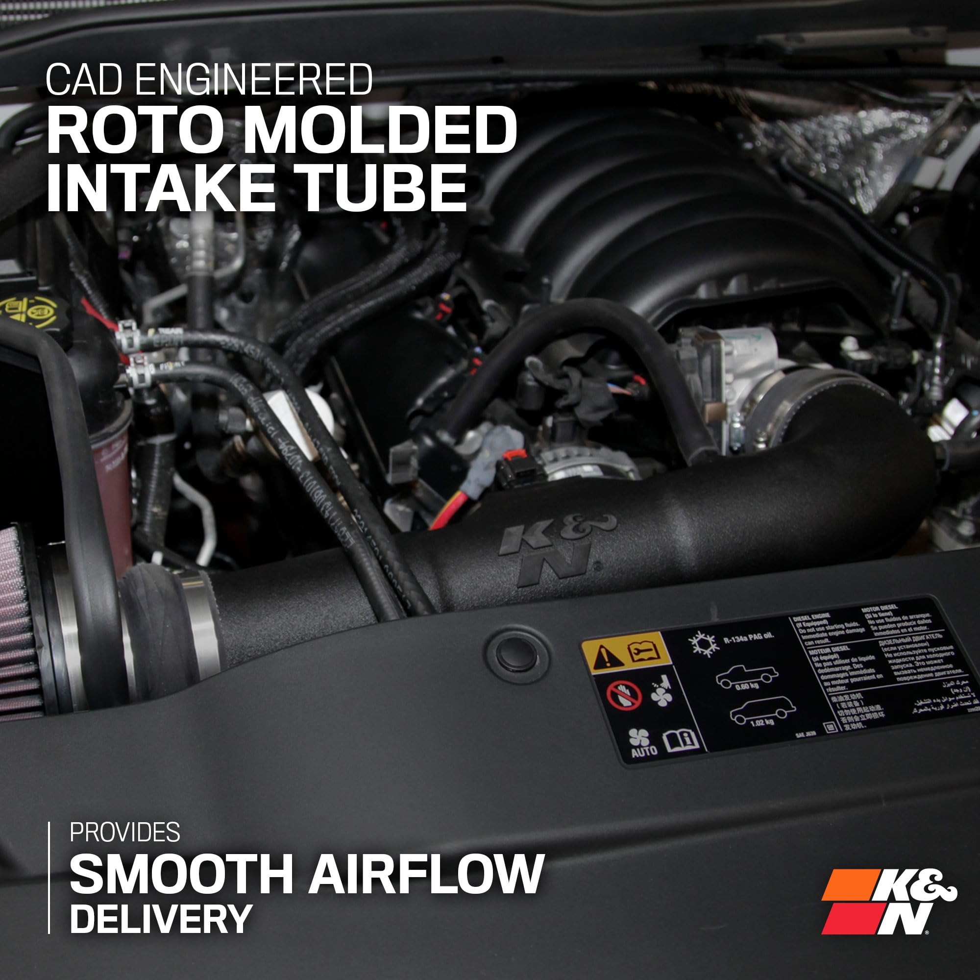 K&N Cold Air Intake System: High-Flow Air Filter, Towing & Increase Performance: Compatible with 2014-2020 Chevy/GMC/Cadillac Silverado 1500, Suburban, Tahoe, Sierra 1500, Yukon, Escalade, 57-3082