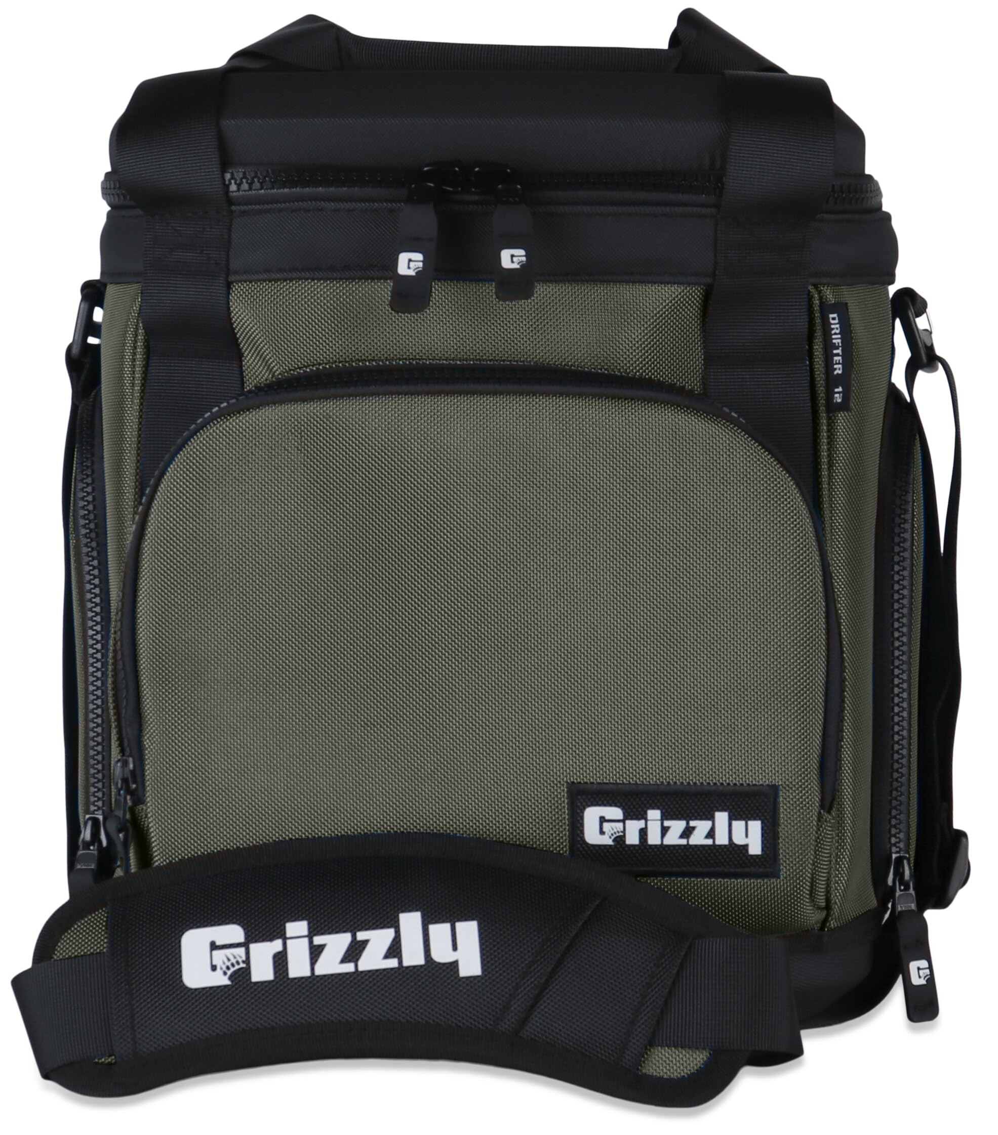 12 qt Grizzly Drifter Lunchbox |12 Flip-Top Soft Top Cooler Bag | Ice Chest for Beach Boat Camping Car Fishing Golf Hiking Hunting | Lightweight Portable Insulated Waterproof | Lunar Green