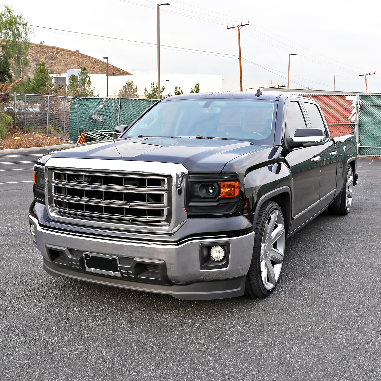 Black Projector Headlights SPEC-D TUNING Compatible with 2014-2018 GMC Sierra 1500 2500 3500 / Denali/SLE/SLT, Left + Right Pair Headlamps Assembly