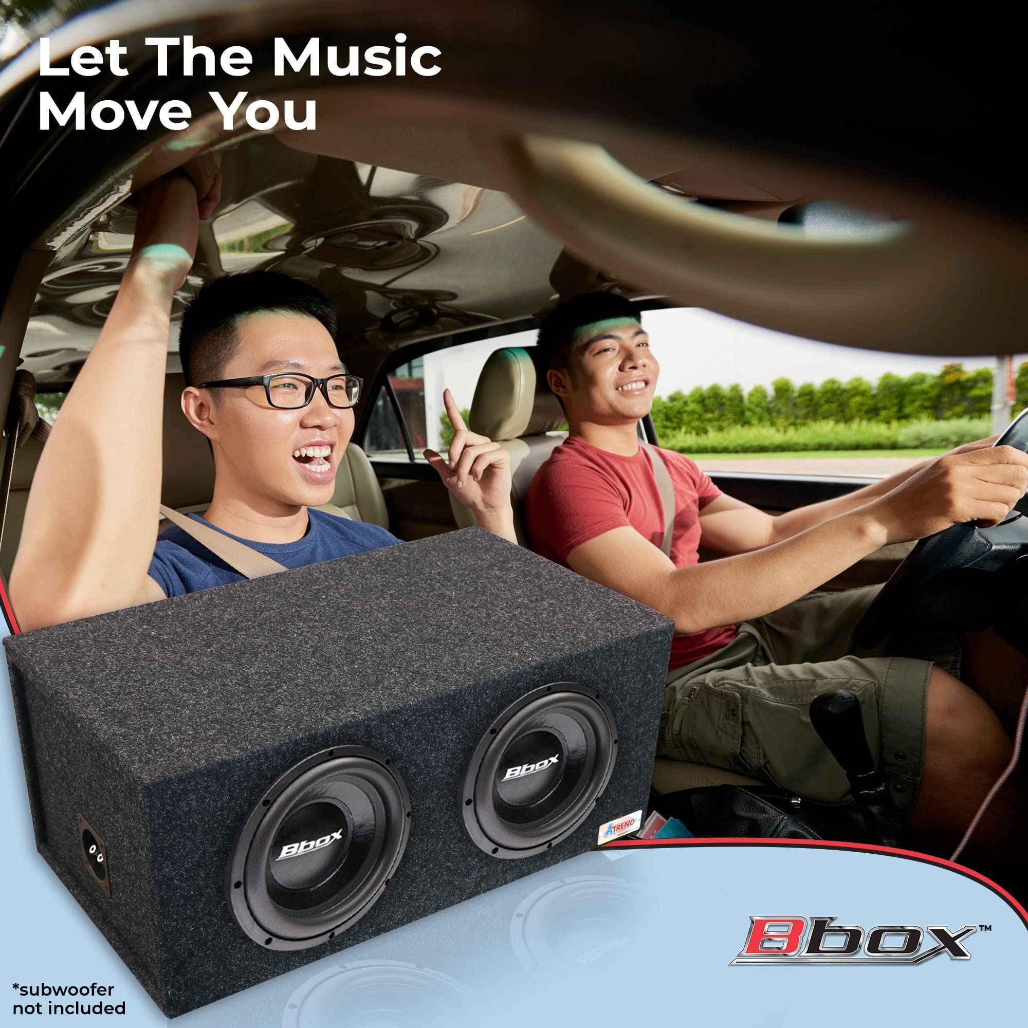 Atrend Dual Sealed 10 Inch Bbox Subwoofer Enclosure - SPL Tuned Car Subwoofer Boxes & Enclosures - Premium Subwoofer Box Improves Audio Quality, Sound & Bass - Nickel Finish Subwoofer Terminals - Black