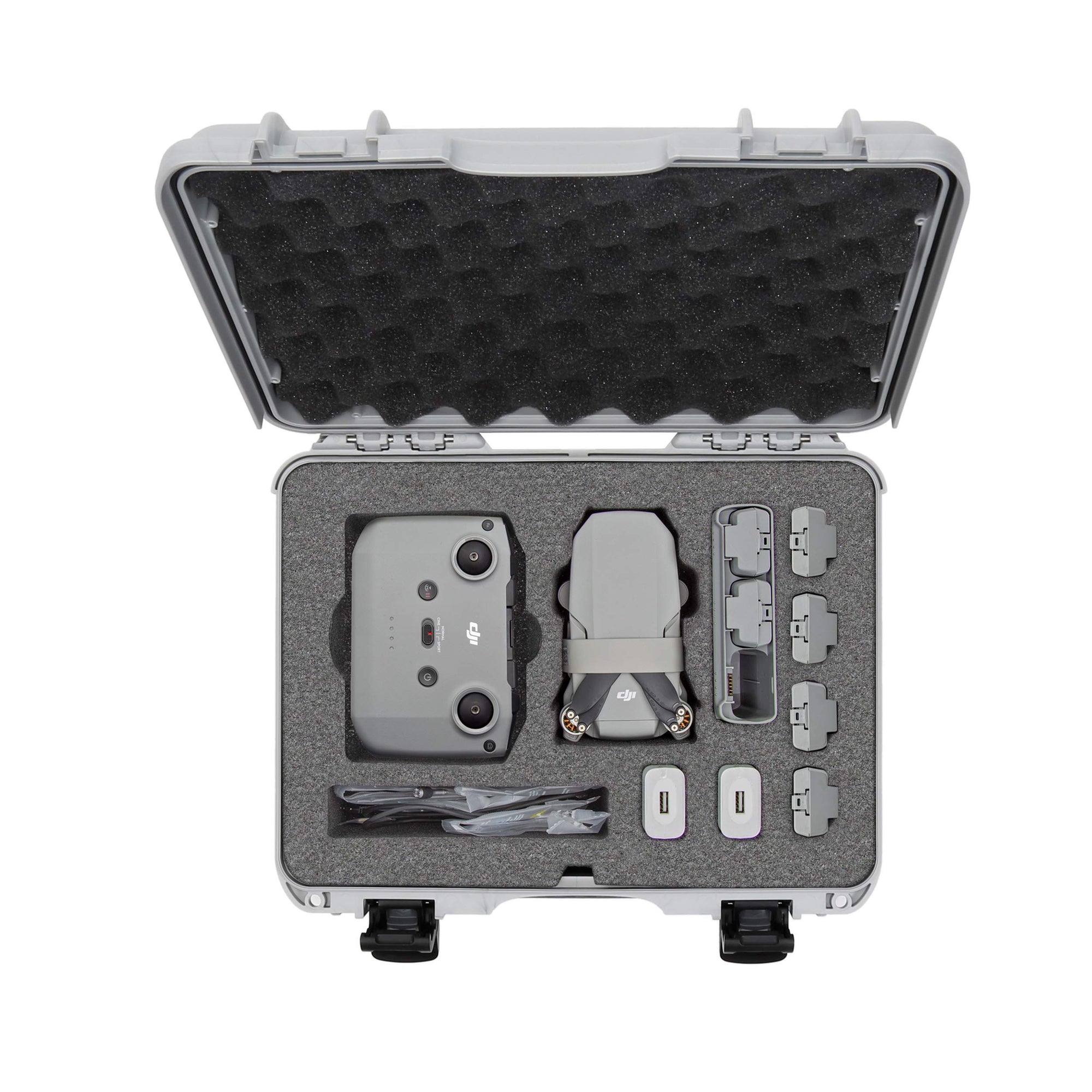 Waterproof Nanuk 910 Hard Case with Foam Insert for DJI Mavic Mini 2 Fly More - Silver