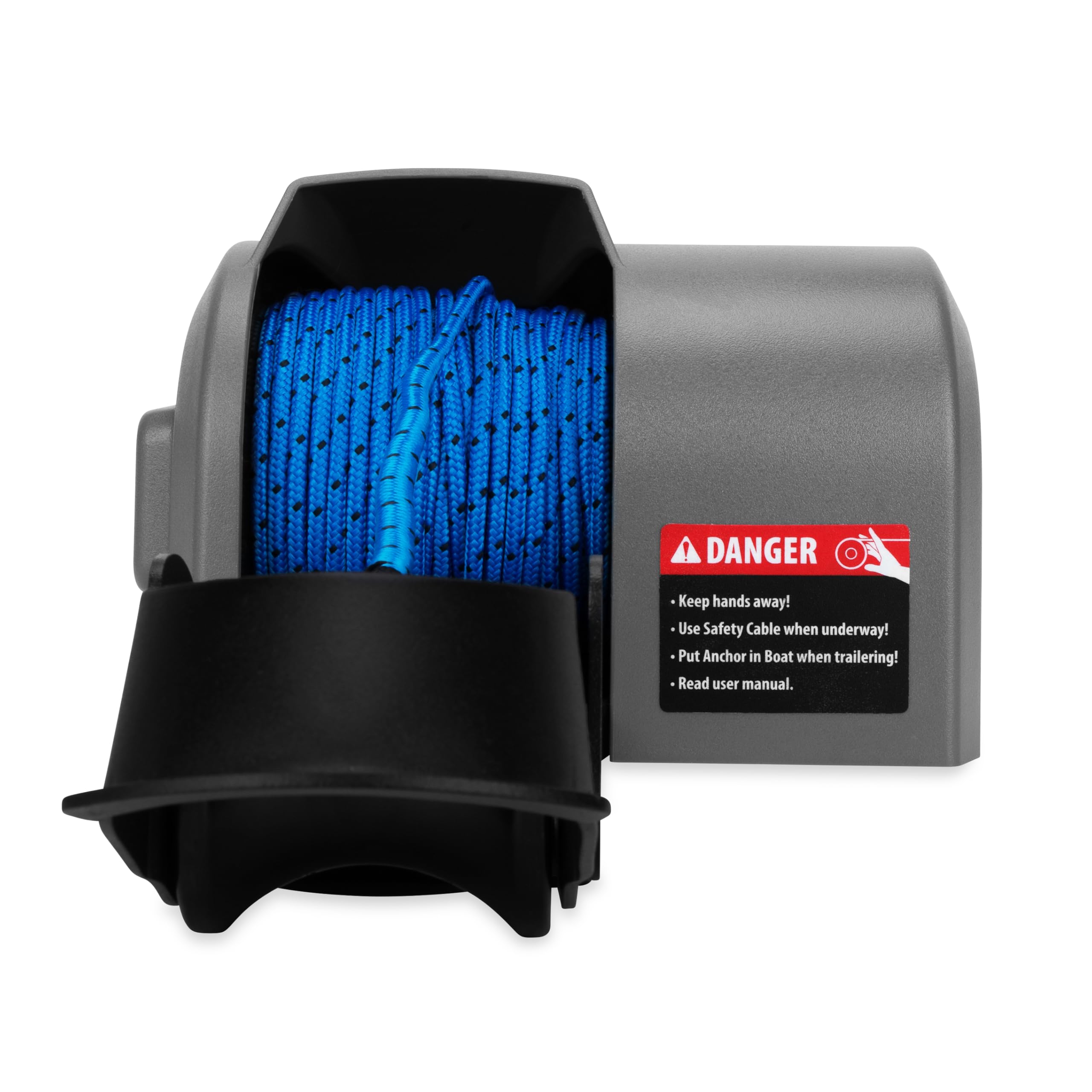 Deckboat Trac Outdoors 40 AutoDeploy-G3 Electric Anchor Winch - Anchors Up to 40 lb. - Includes 100-feet of Pre-Wound Anchor Rope with Use (69005), Gray
