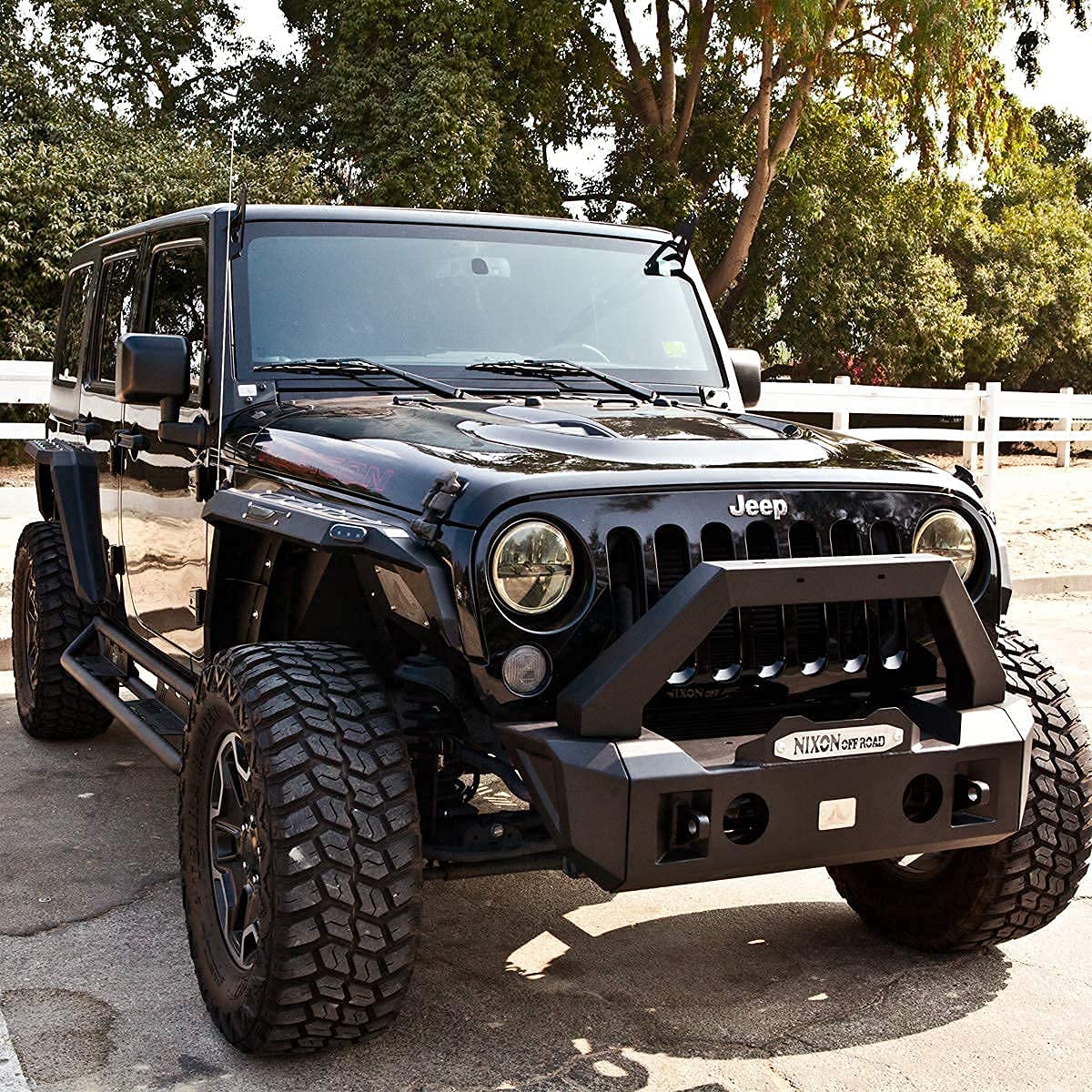 Nixon Offroad Front Bumper Fit For 2007-2018 Jeep Wrangler JK/JKU 2018-2023 Jeep JL/JLU 2019-2023 Jeep Gladiator JT 2/4 Doors Heavy Duty Full Width Bumper w/ 2xD-Ring Shackles