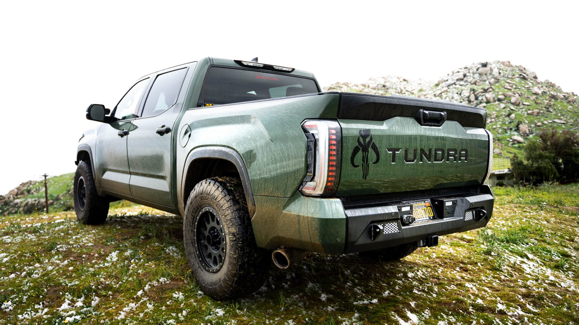 Rear Bumper DV8 Offroad MTO Series for 2022-2025 Toyota Tundra | Retains OEM Features | Light Mounts for (2) 3" Light Pods | Sleek and Tough Mid-Width Design | Bolt-On Design
