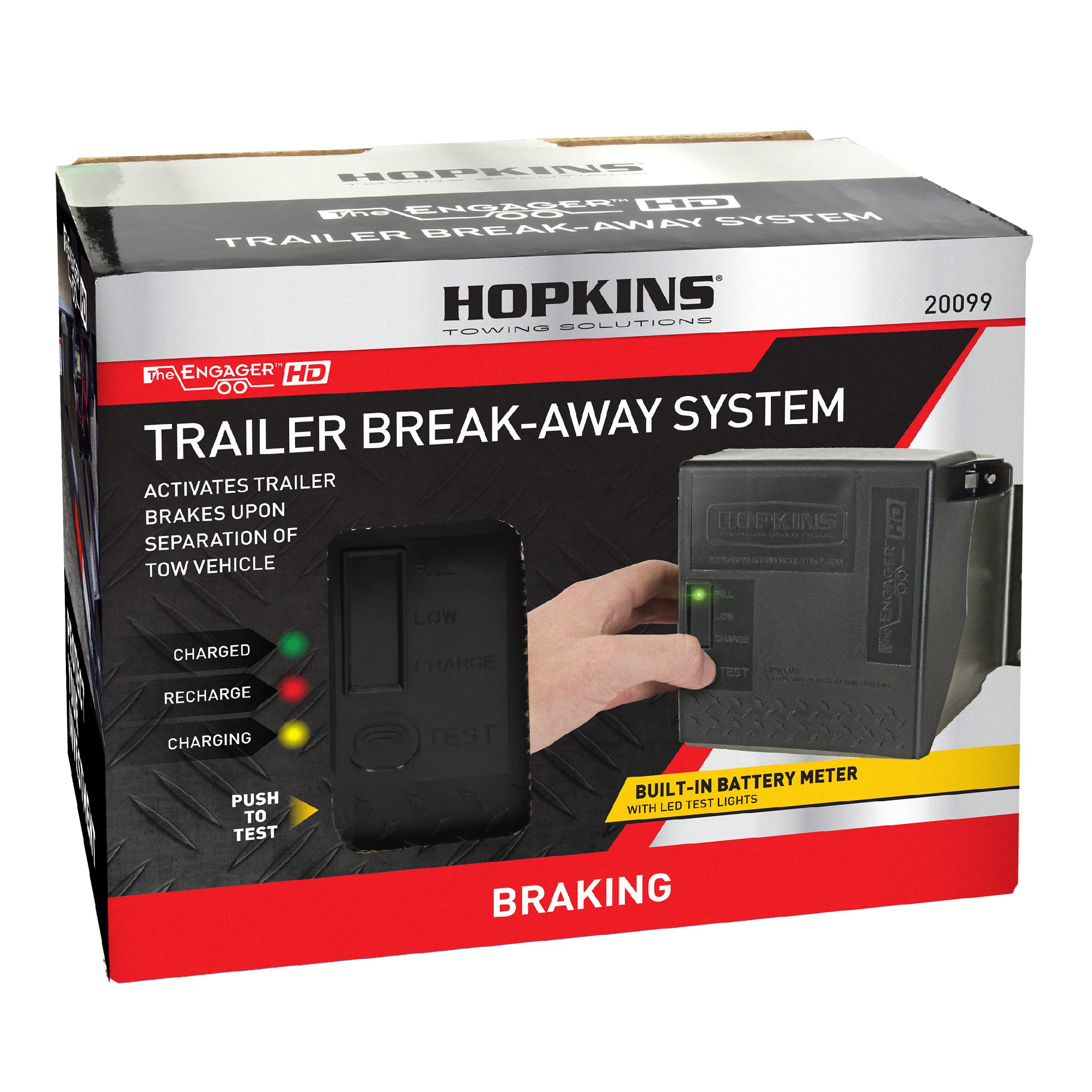 Engager LED Test Break Away System with Battery Meter Hopkins Towing Solutions 20099
