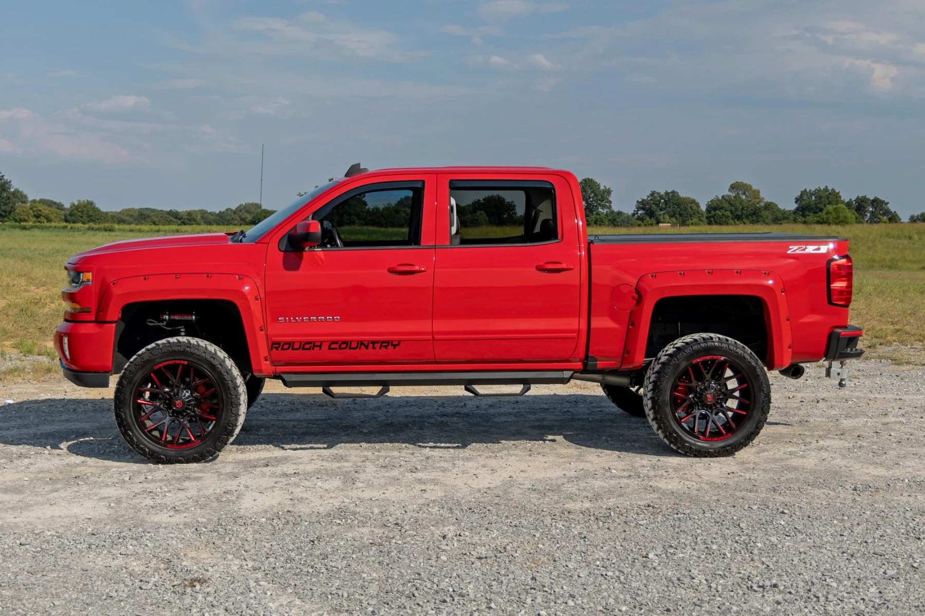 Rough Country Window Rain Guards in-Channel for Chevy Silverado & GMC Sierra 1500/2500HD/3500HD Crew Cab (2014-2019) - Low Profile Window Visors, 4-Pc Rain Guard for Trucks