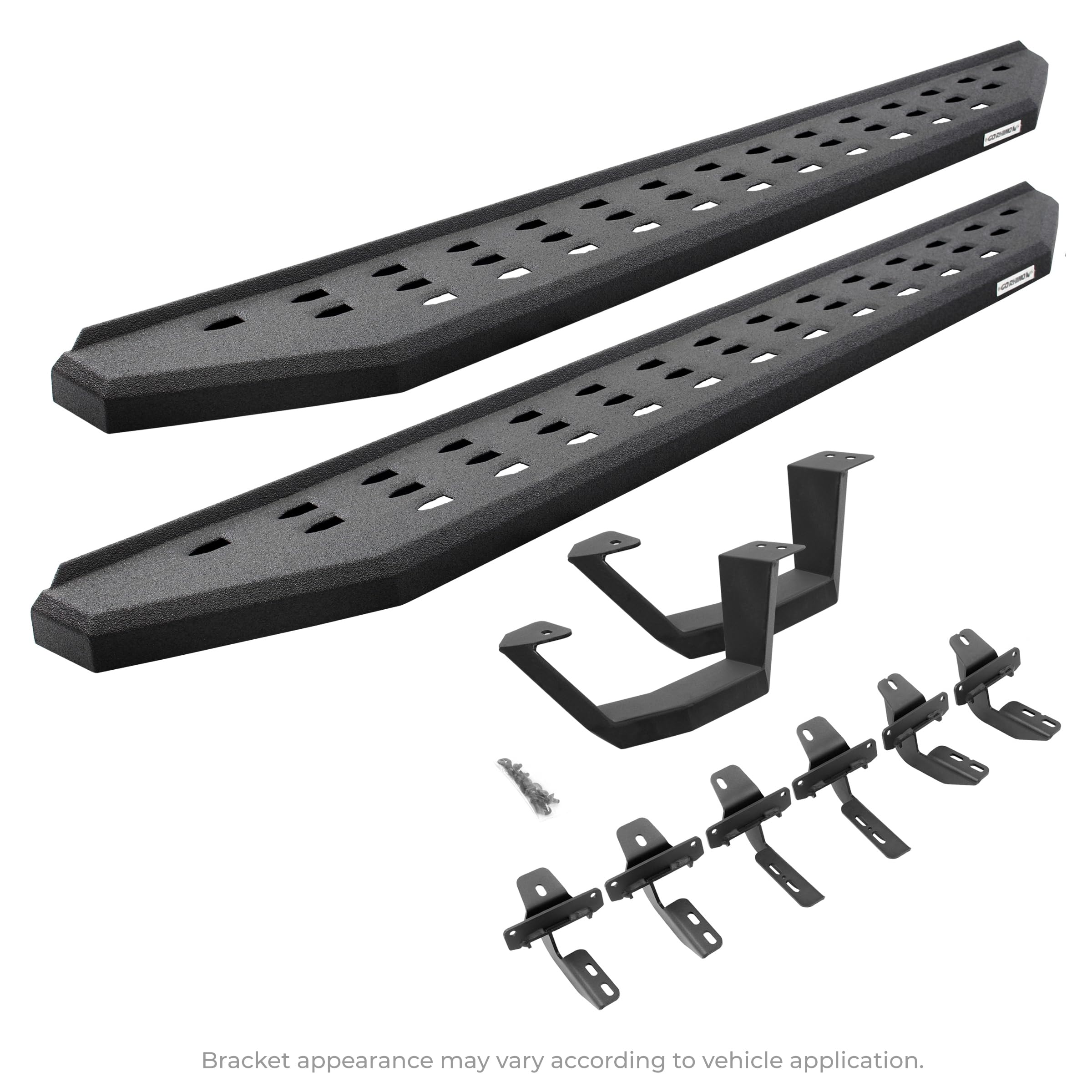 Go Rhino Running Boards RB20, Mounting Brackets, & 1 Pair of Drop Steps | Galvanized Steel, Protective Bedliner Coating | 6949274810T | Fits 2018-2024 Jeep Wrangler JL, 2-Door