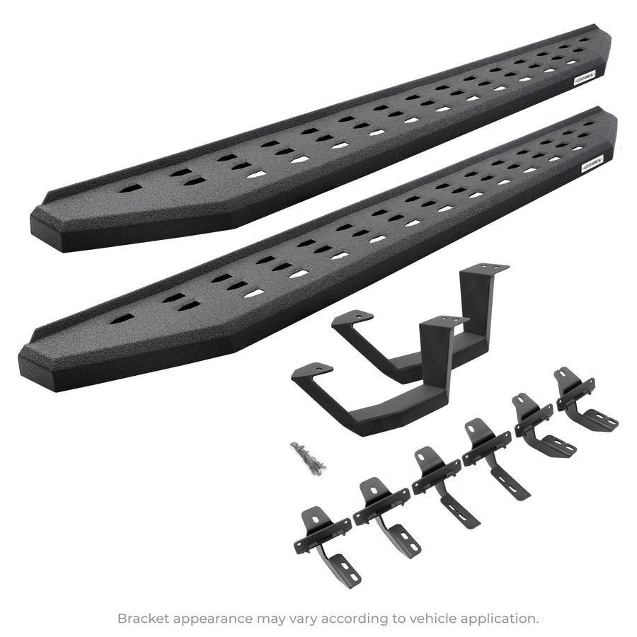 Go Rhino Running Boards RB20, Mounting Brackets, & 1 Pair of Drop Steps | Galvanized Steel, Protective Bedliner Coating | 6949274810T | Fits 2018-2024 Jeep Wrangler JL, 2-Door