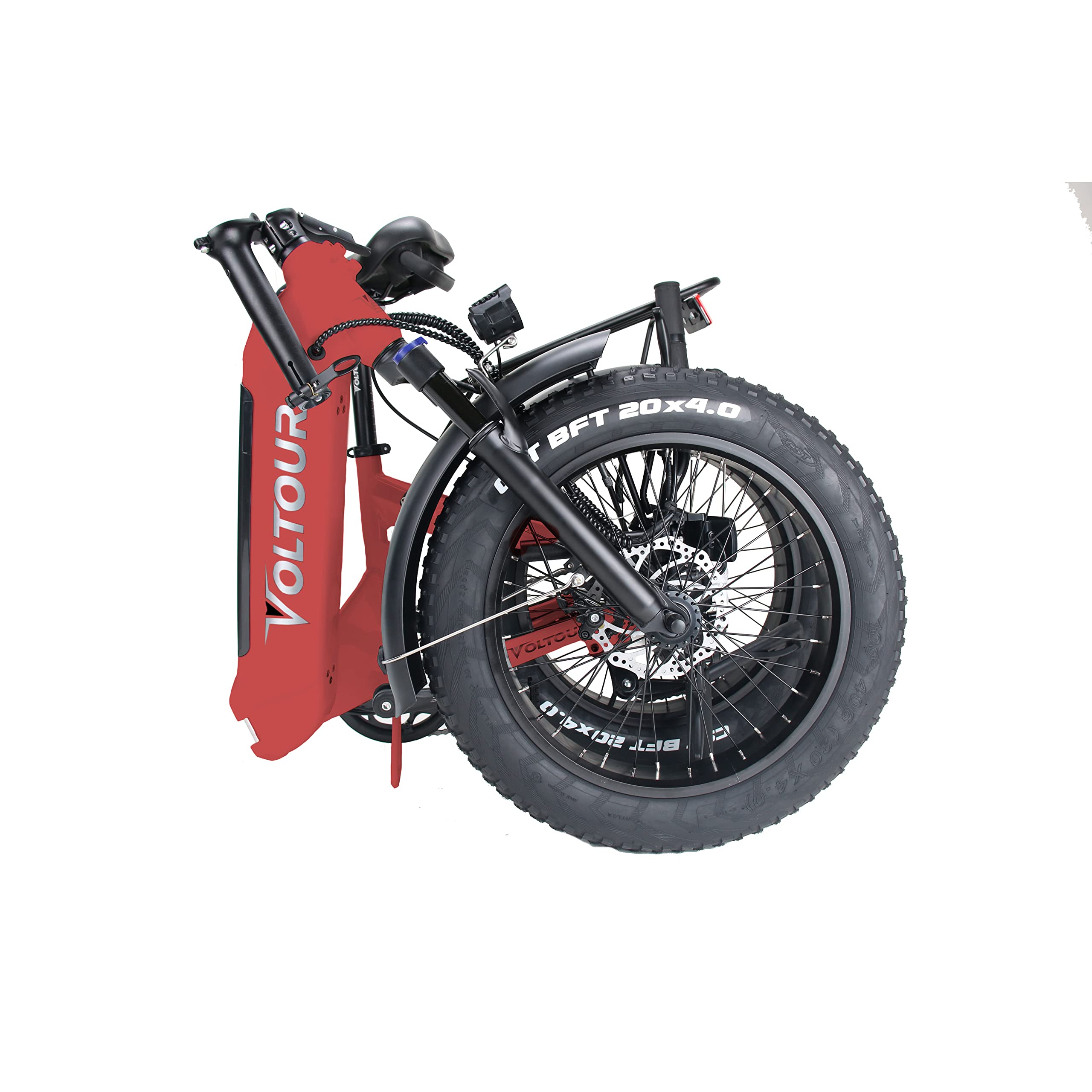 20EB-FOLDSTRED Voltour 20" Deluxe Folding E-Bike with Step Thru Frame - 750W, Red