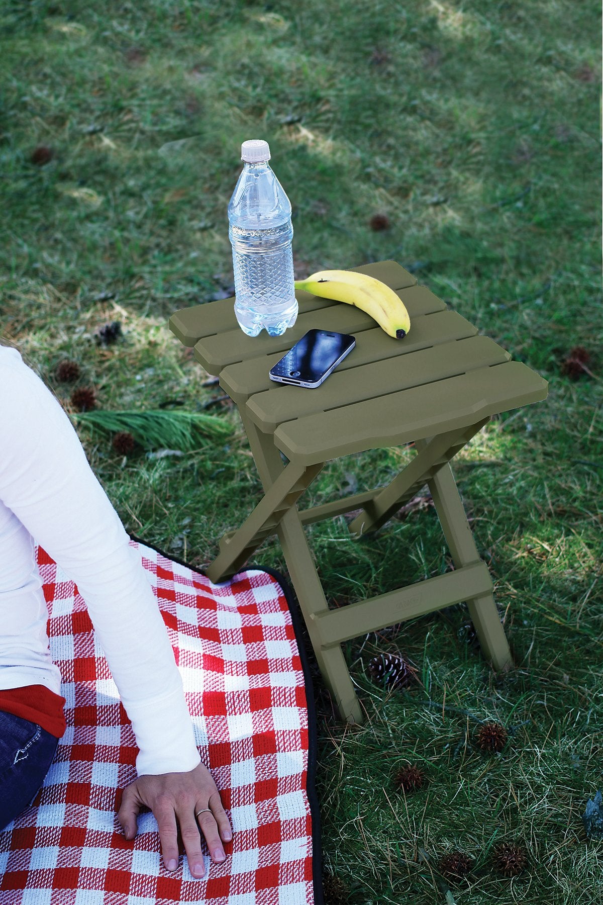 Quick-Folding Camco Adirondack Table, Plastic, Sage