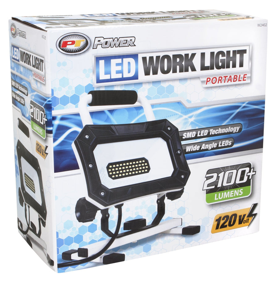 Wide Angle Performance Tool W2402 2,138LM SMD LED Work Light (200W Equivalent, 6ft Cord with Insulated On/Off Switch, Stand Industrial Working Light for Workshop, Construction Site and Garage