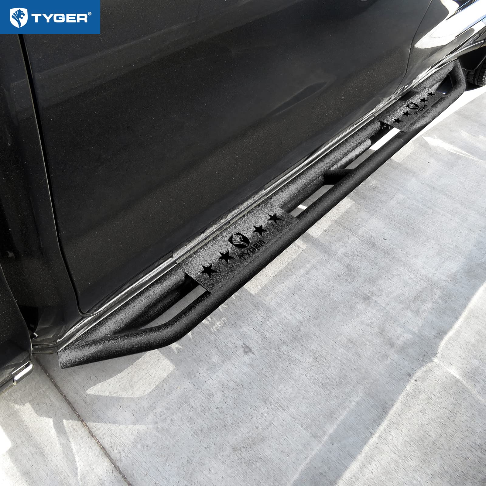 Tyger Auto Compatible Star Armor with 2019-2026 Chevy Silverado GMC Sierra 1500; 2020-2026 2500 3500HD | Crew Cab | TG-AM2C20248 | Side Step Rails Nerf Bars Running Boards