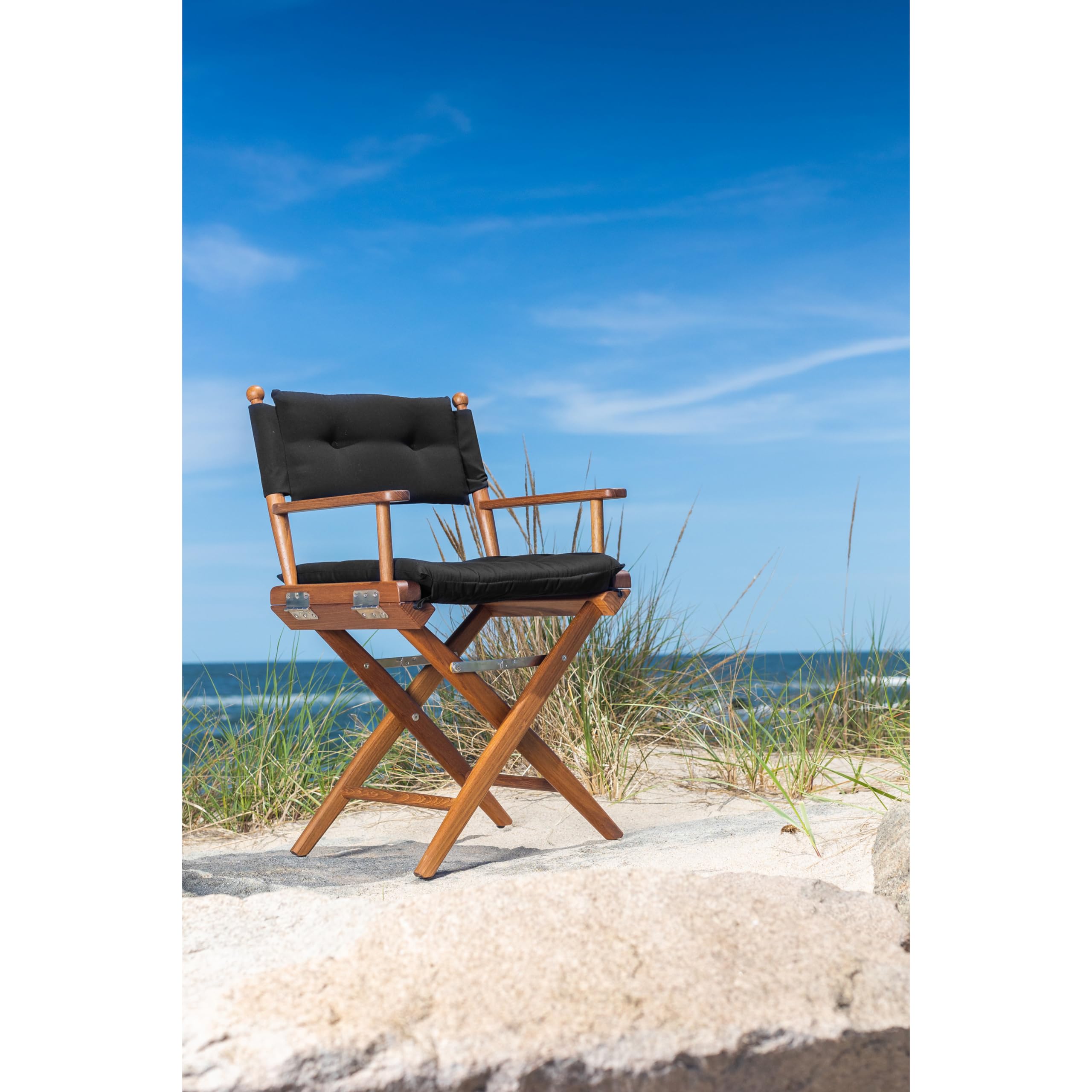 Teak Director's Chair Whitecap 61041 with Black Cushion - 18"