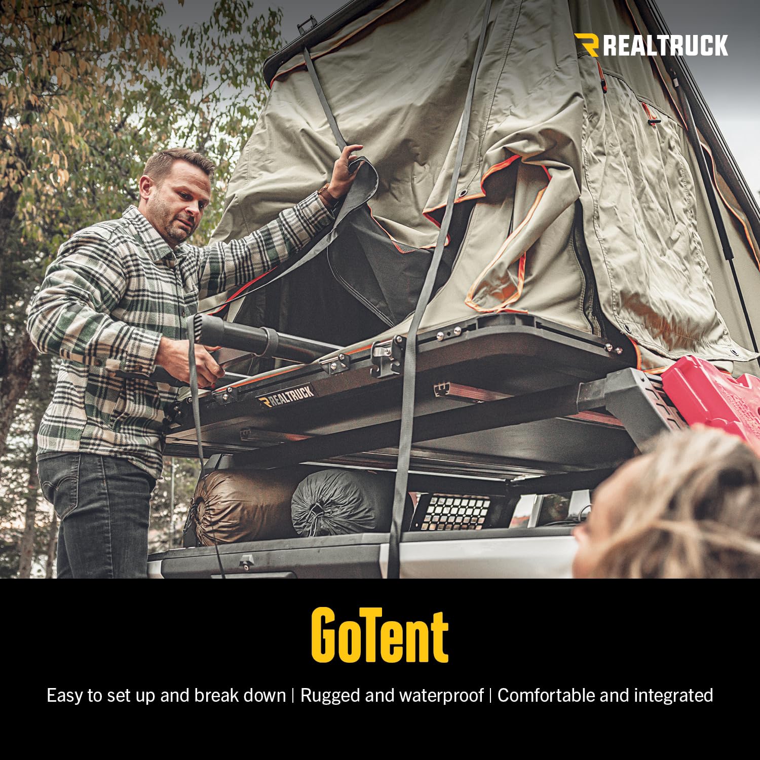 GoTent RealTruck | Overlanding, Waterproof, Telescoping Ladder, LED-Lit Interior, Mounts to Any Cross Bars | OL-104