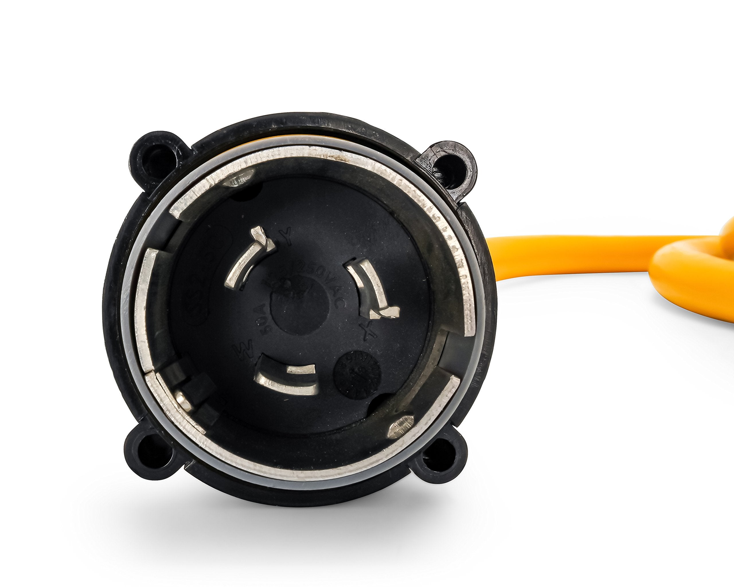 12-Foot Camco PowerGrip Marine/Boat Extension Cord with 50M/50F Locking Adapters | Allows for Easy Boat Connection to Distant Power Outlets (55620)