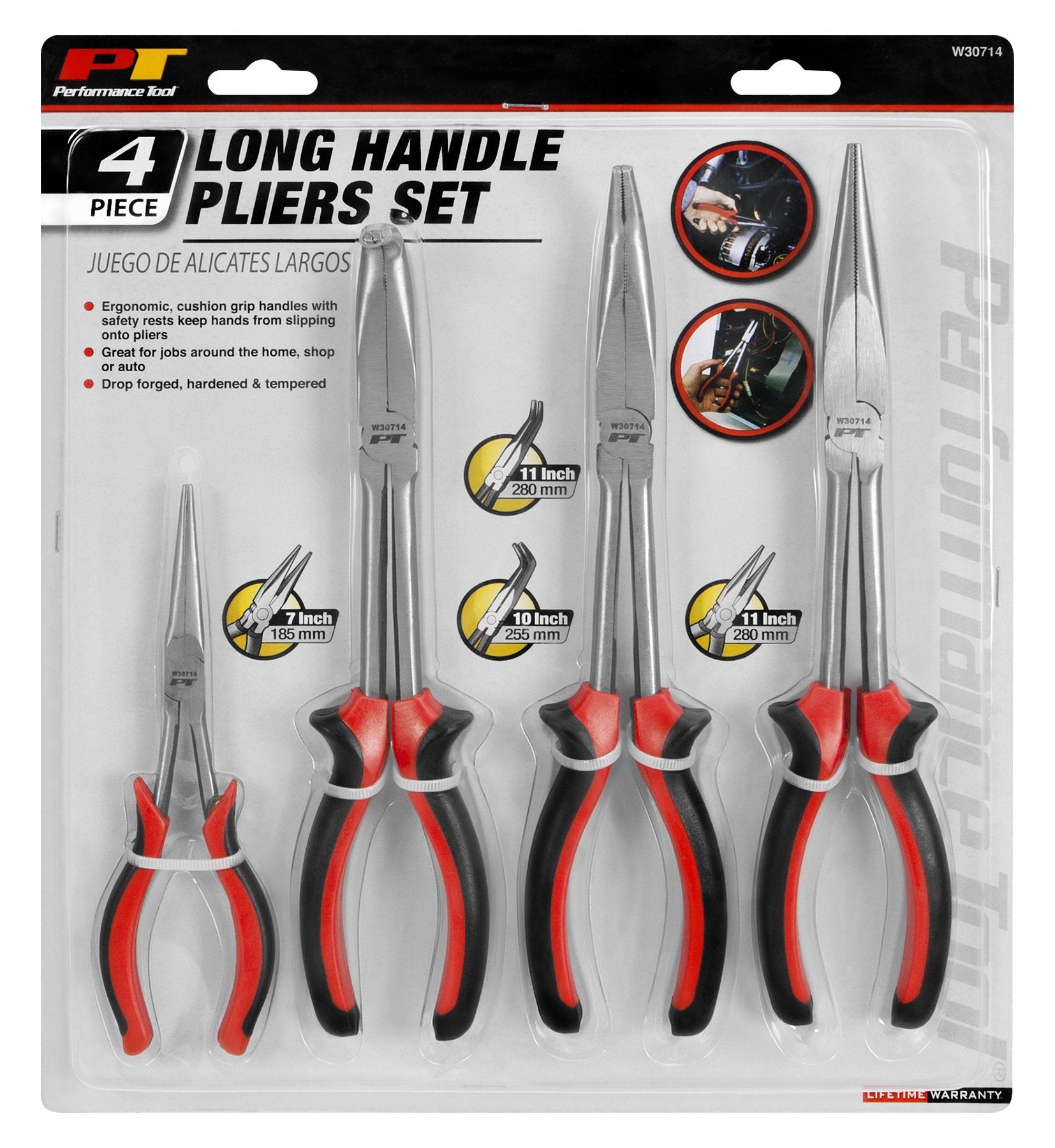 W30714 Performance Tool Dual Cushion Long Handle Plier Set, 4-Piece