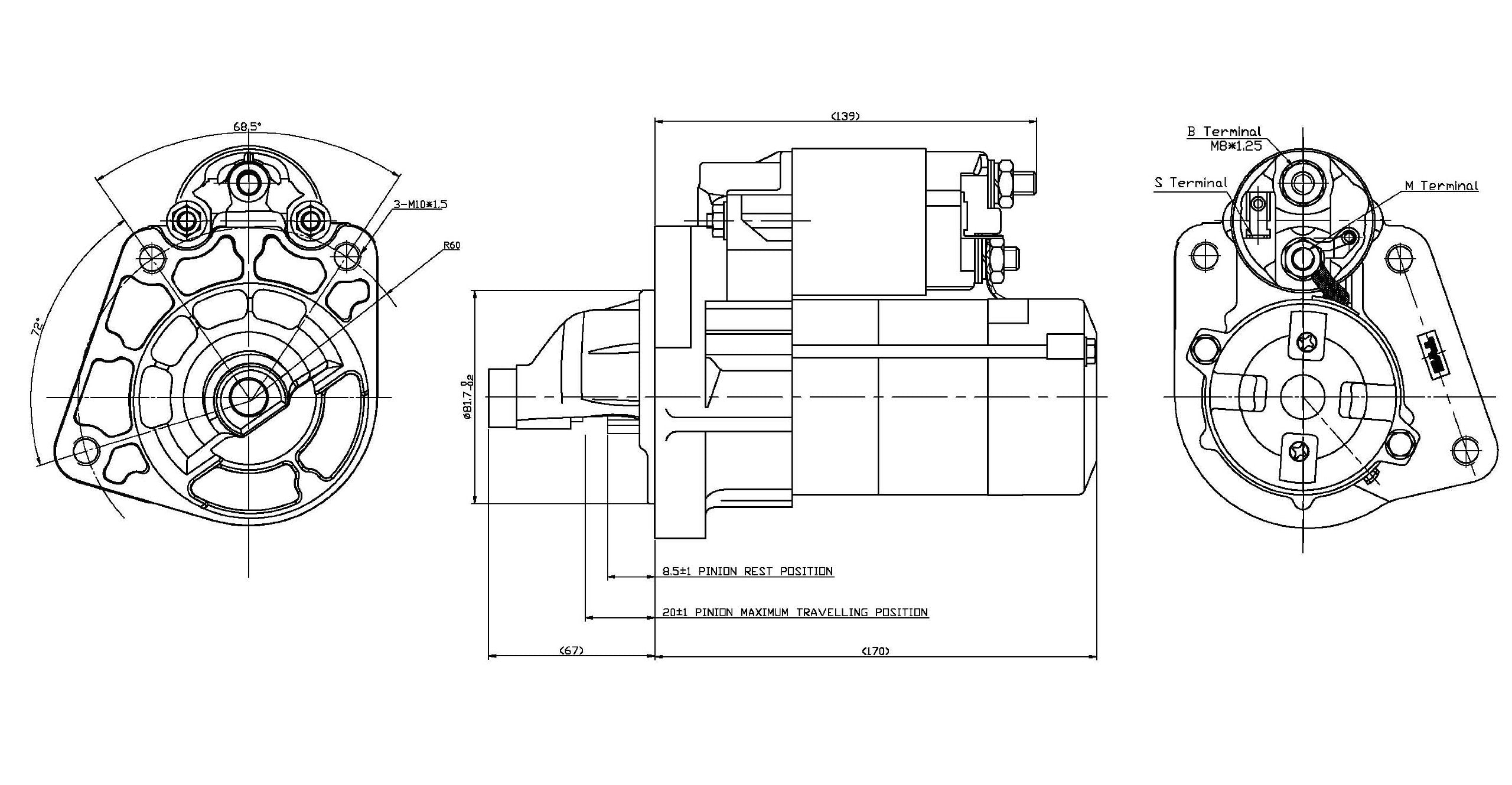 Starter Motor TYC 1-17949 Compatible with 2006-2010 Chrysler Twn and Country