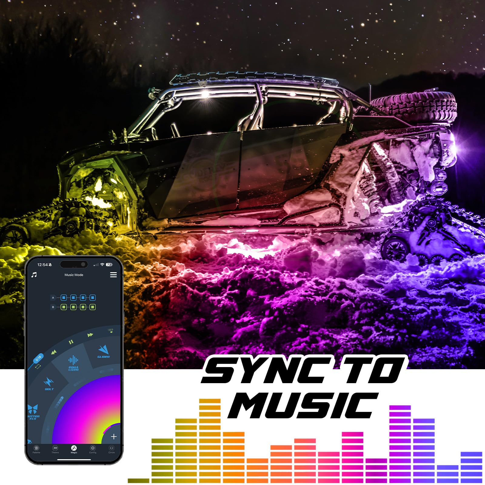 RGBW LED Rock Light Kit XKmax with Color Chasing | App-Controlled (12pc Pro Kit)