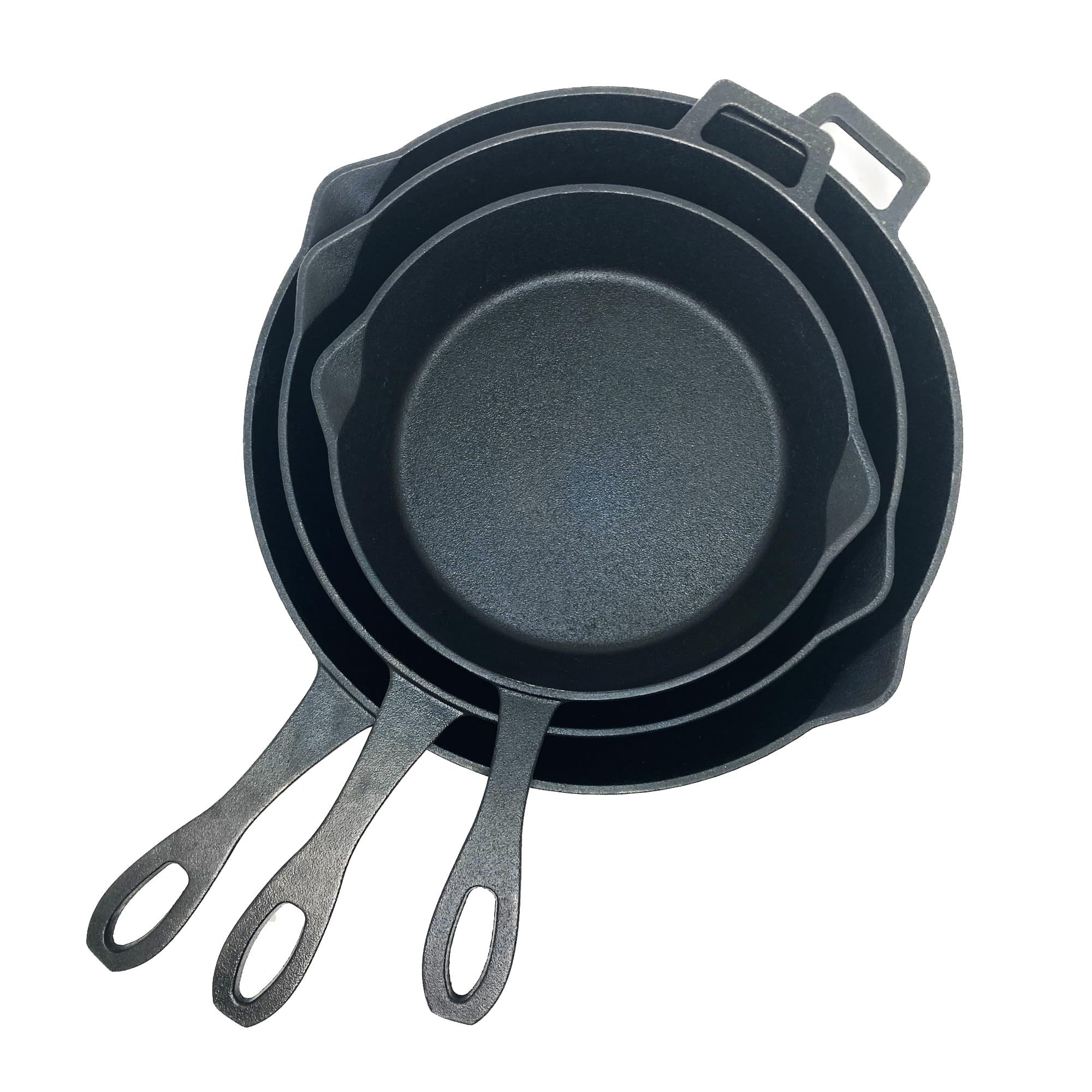 Bayou Classic Pre-Seasoned 10-in 12-in & 14-in Cast Iron Skillet Set Perfect For Searing & Braising or Baking Apple Pies and Cobblers