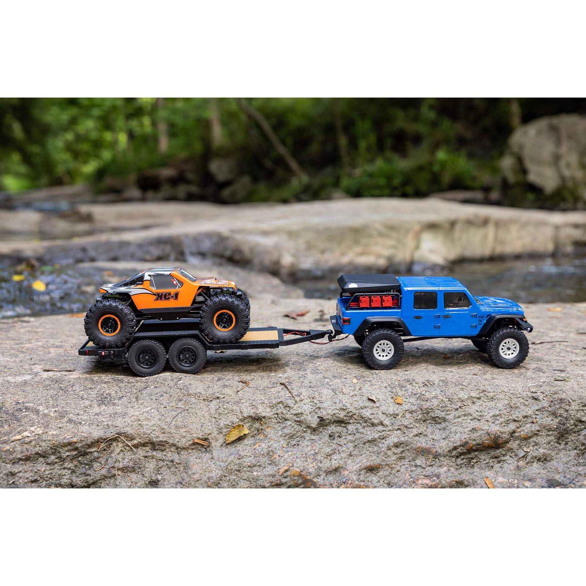 Axial Flat Bed Vehicle Trailer SCX24 with LED Taillights:1/24th, AXI00009