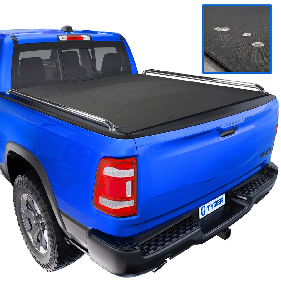 Tyger Auto T2X Soft Roll-up Low Profile in Fabric Truck Bed Tonneau Cover Compatible with 2019-2026 Ram 1500 (Not Fit 19-24 Classic) | 5'7" (67") Bed | TG-BCXD3953