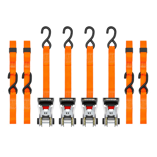 SmartStraps WINSTON PROD 14’ Premium Ratchet Straps, 4 Pack – 3,000lbs Break Strength, 1,000lbs Safe Work Load – Haul Heavy-Duty Loads Such As Boats and Appliances