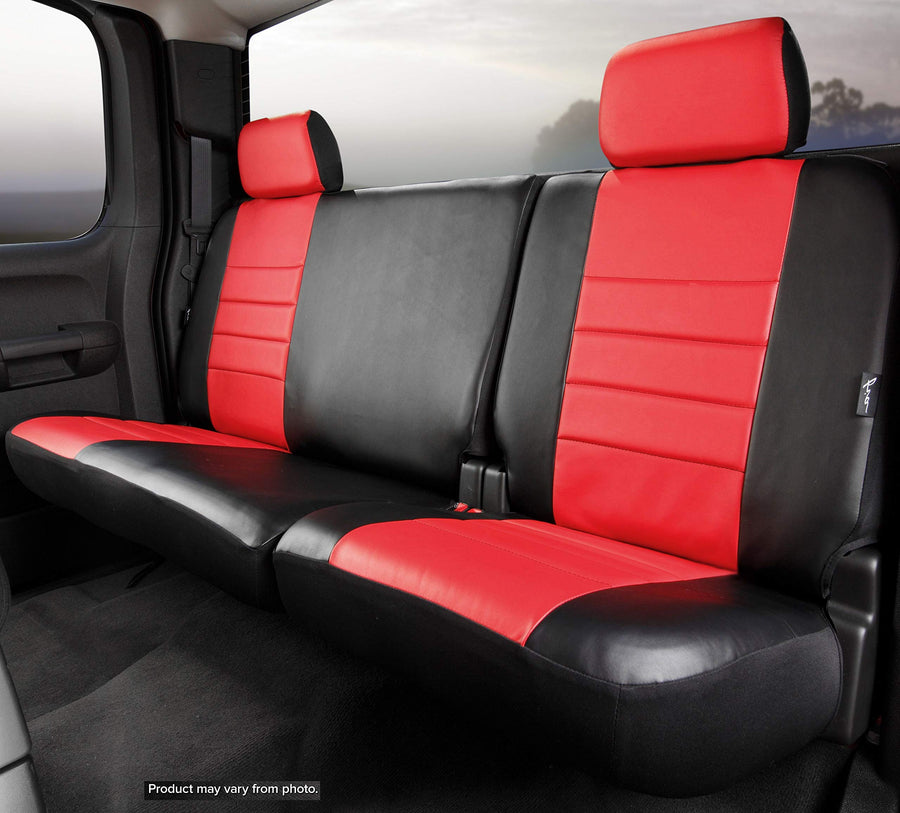 Fia SL62-82 Custom Fit RED Rear Seat Cover 40/60 Split - Leatherette, (Black w/Red Center Panel)