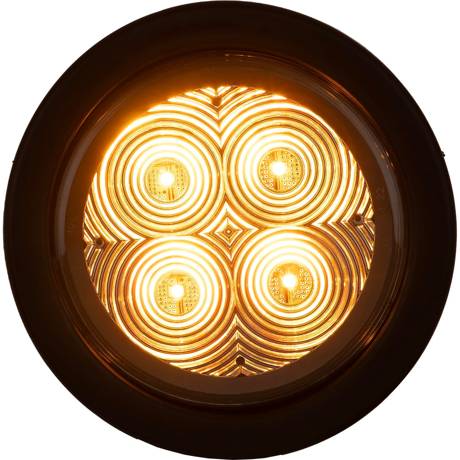 Buyers Products Round SL42CA LED Strobe Light, 4 Inches, Amber with Clear Lens SAE J595 Class 1, Safety Strobe Lights for Work Vehicles