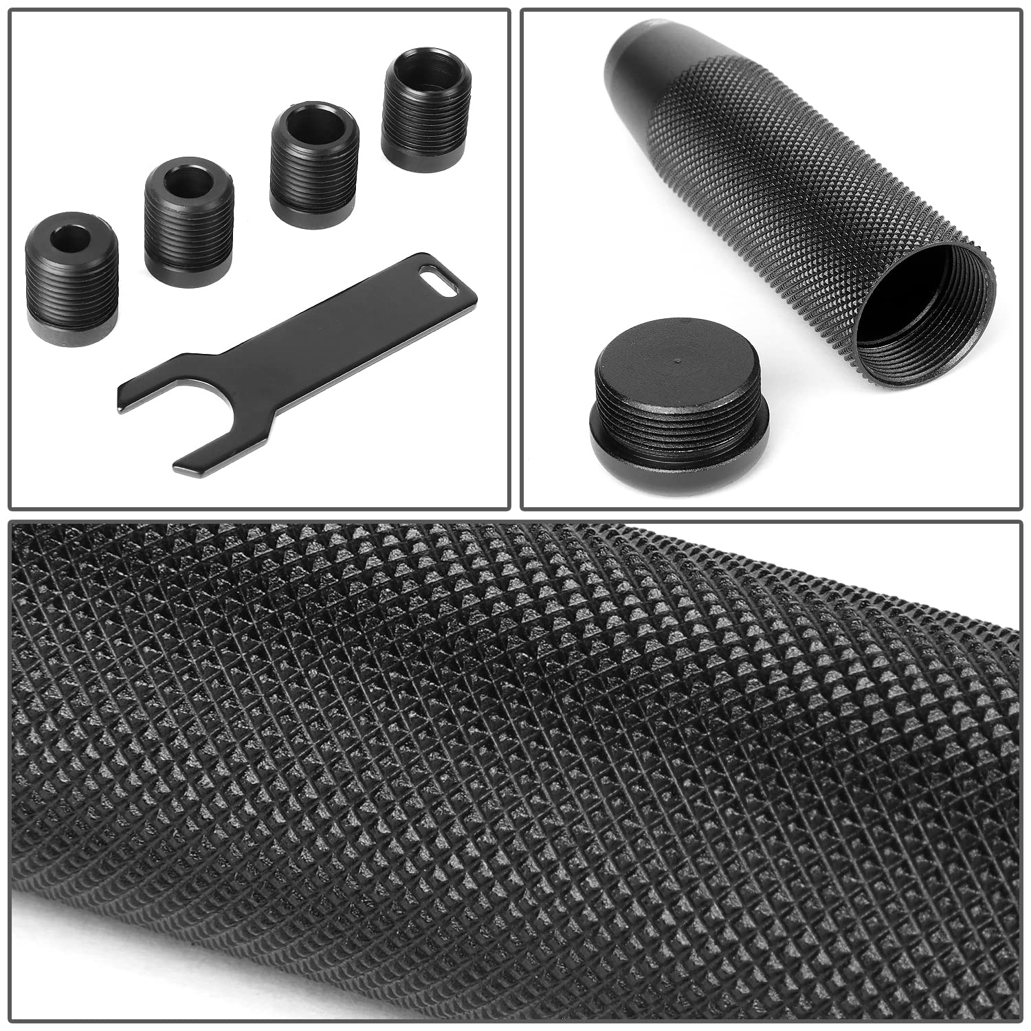 NRG Innovations Universal Aluminum SK-800BK Hidden Gem Short Shift Knob with Thread Adapters, 33mm OD x 120mm H, Black