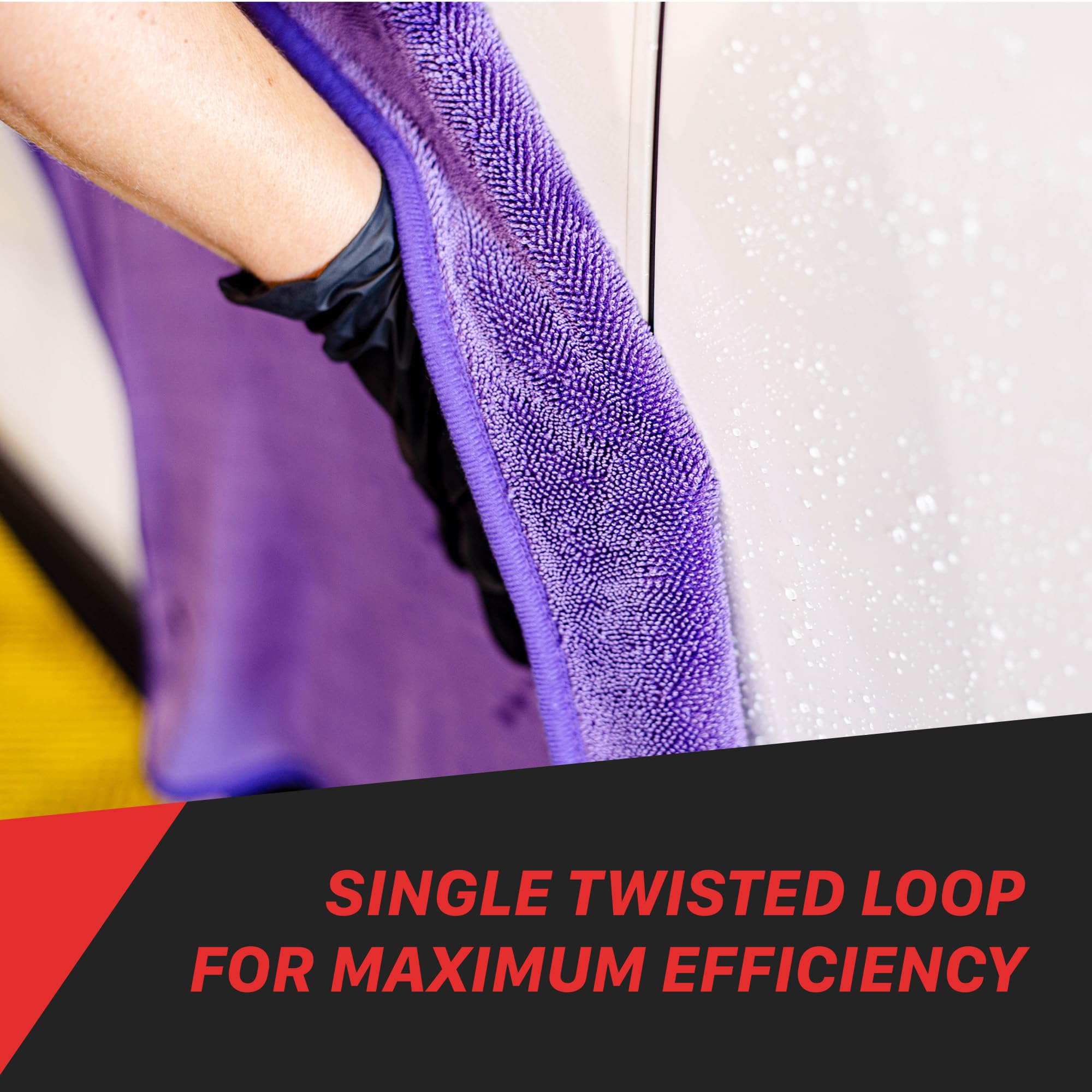 Maxshine 3-Piece Universal Purple Microfiber Drying Towels (24” x 36”, 600GSM) | Single Twisted Loop Plush Towels | Ultra-Absorbent Streak-Free Cloths for Car Wash, Drying & Auto Detailing