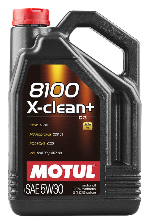 Motul 8100 X-Clean 5W-30 Full Synthetic Motor Oil | Engineered to Help Clean Engine Performance, Protect Emissions Systems | Long Drain Capable, Improved Engine Responsiveness | 5L