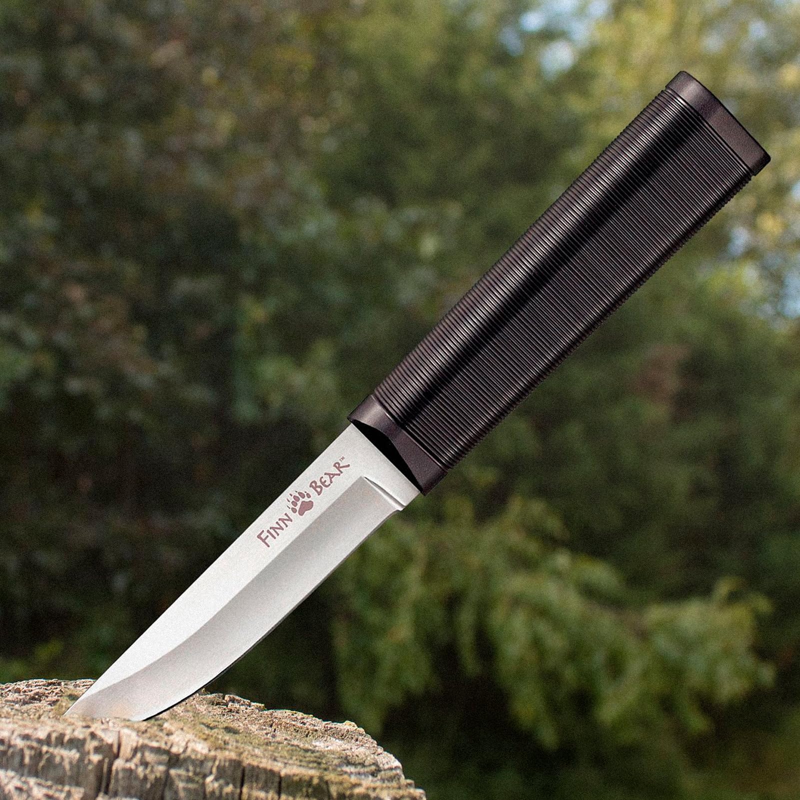 Cold Steel 4" Finn Bear Durable Compact German 4116 Stainless Steel Fixed Blade Straight Back Outdoor Game Hunting Utility Knife, 4-1/2" Textured Handle, Secure-Ex Sheath