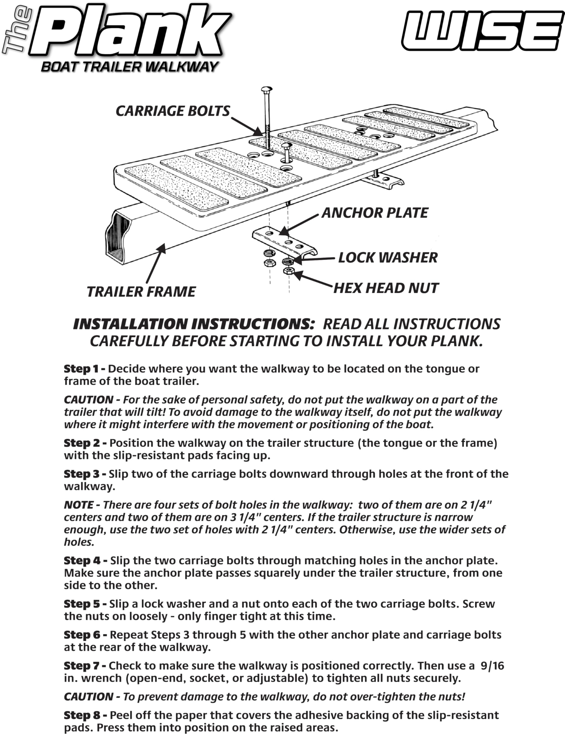 The Plank - Wise 101 Boat Trailer Tongue Walkway Platform, Grey