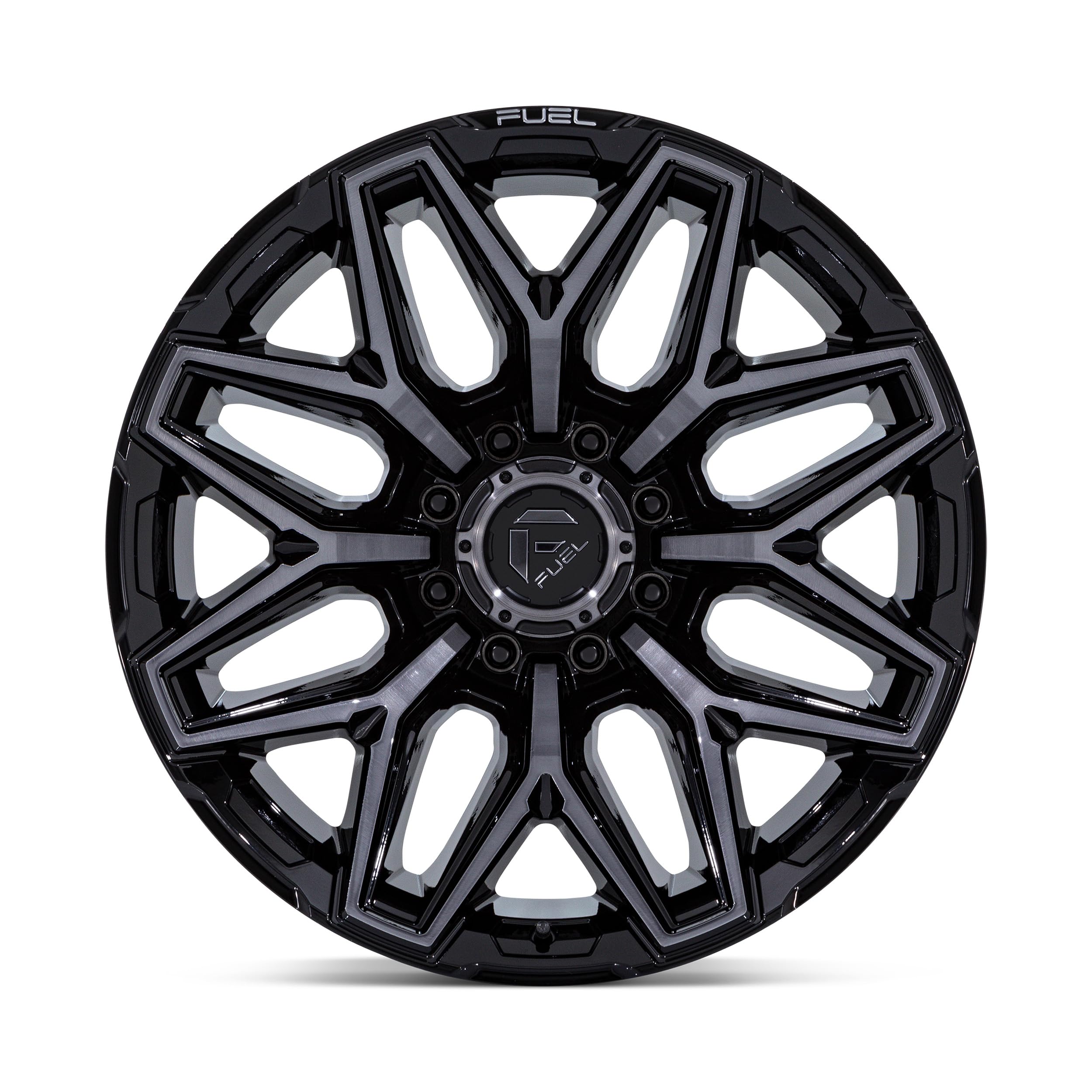 FUEL OFF-ROAD FLUX 8X6.5 22X10 4.79-18mm GLOSS BLACK BRUSHED FACE WITH GRAY TINT - FC854BT22108018N