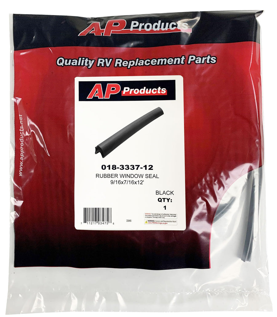 Rubber Window Seal AP Products 018-3337-12 - 9/16" x 7/16" x 12'